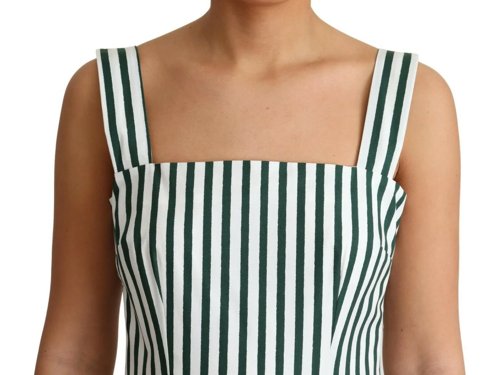 Dolce & Gabbana Women's Chic Sleeveless A-Line Dress in White & Green