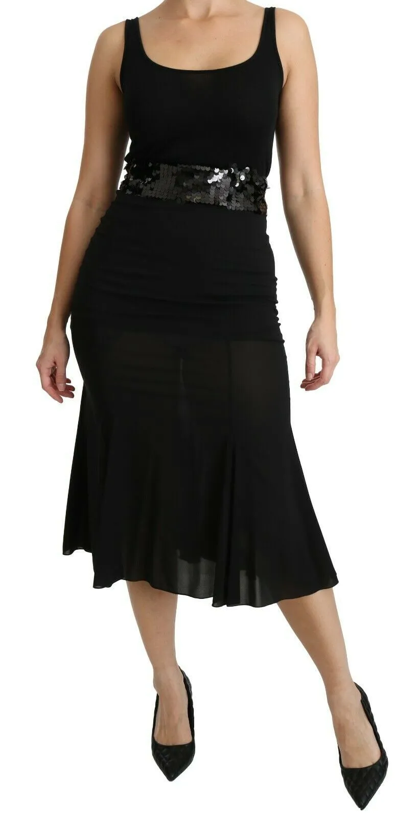 Dolce & Gabbana Women's Chic High Waist Black Silk Blend Skirt