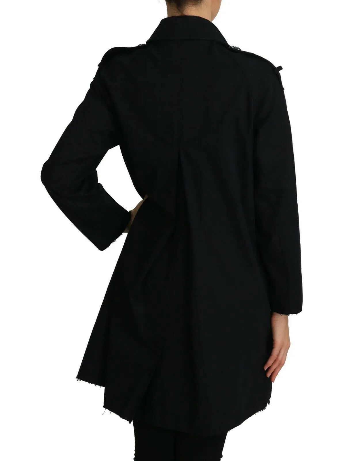 Dolce & Gabbana Women's Elegant Black Double-Breasted Crystal Trench