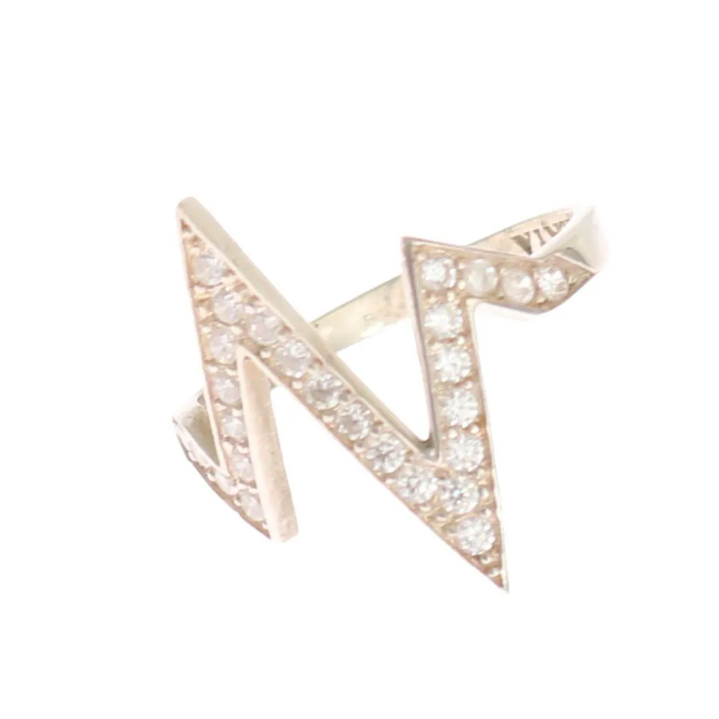 Nialaya Women's Radiant Silver Crystal Encrusted Ring
