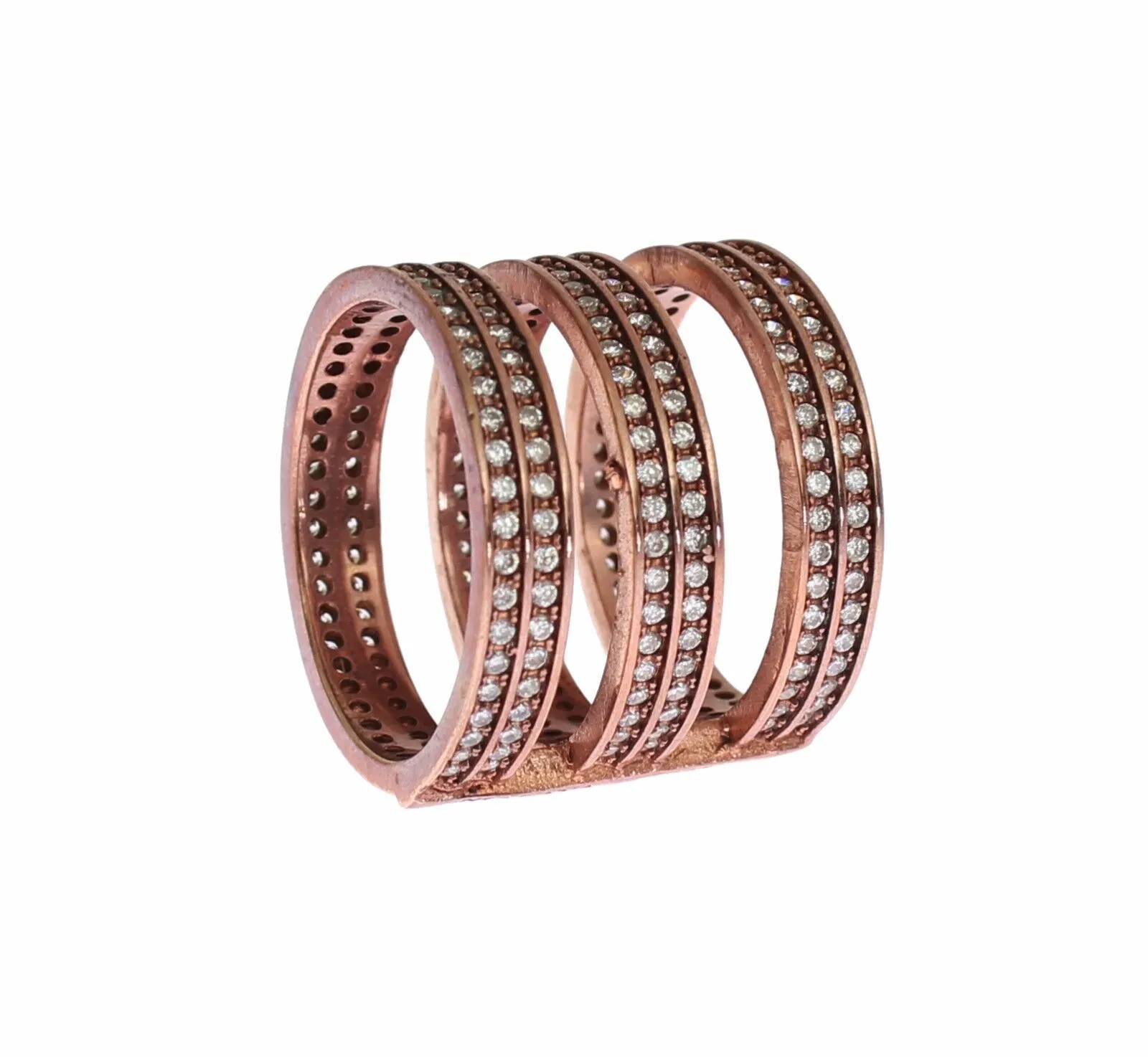 Nialaya Women's Dazzling Pink Gold Plated CZ Crystal Ring