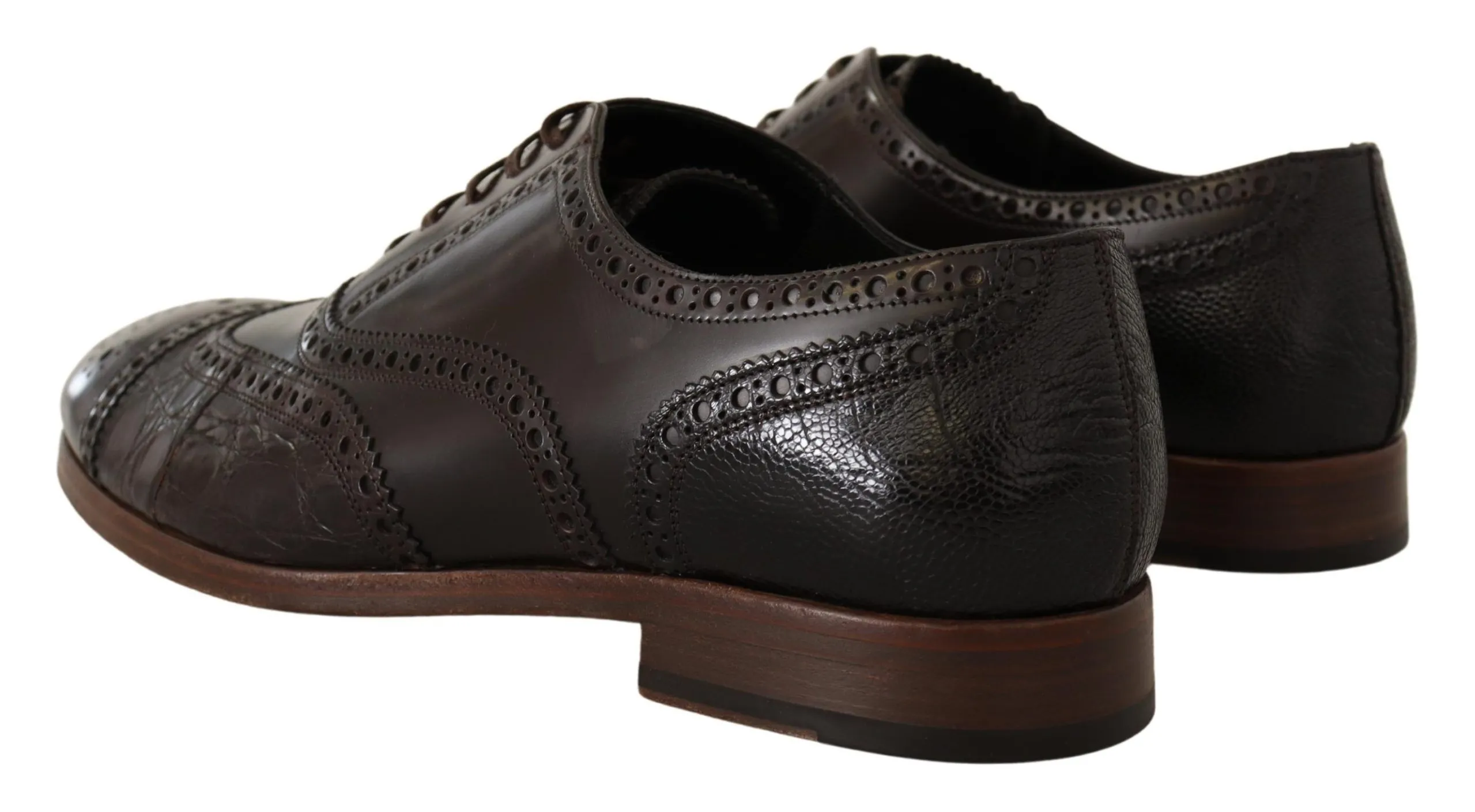 Dolce & Gabbana Men's Elegant Brown Leather Derby Brogue Formal Shoes