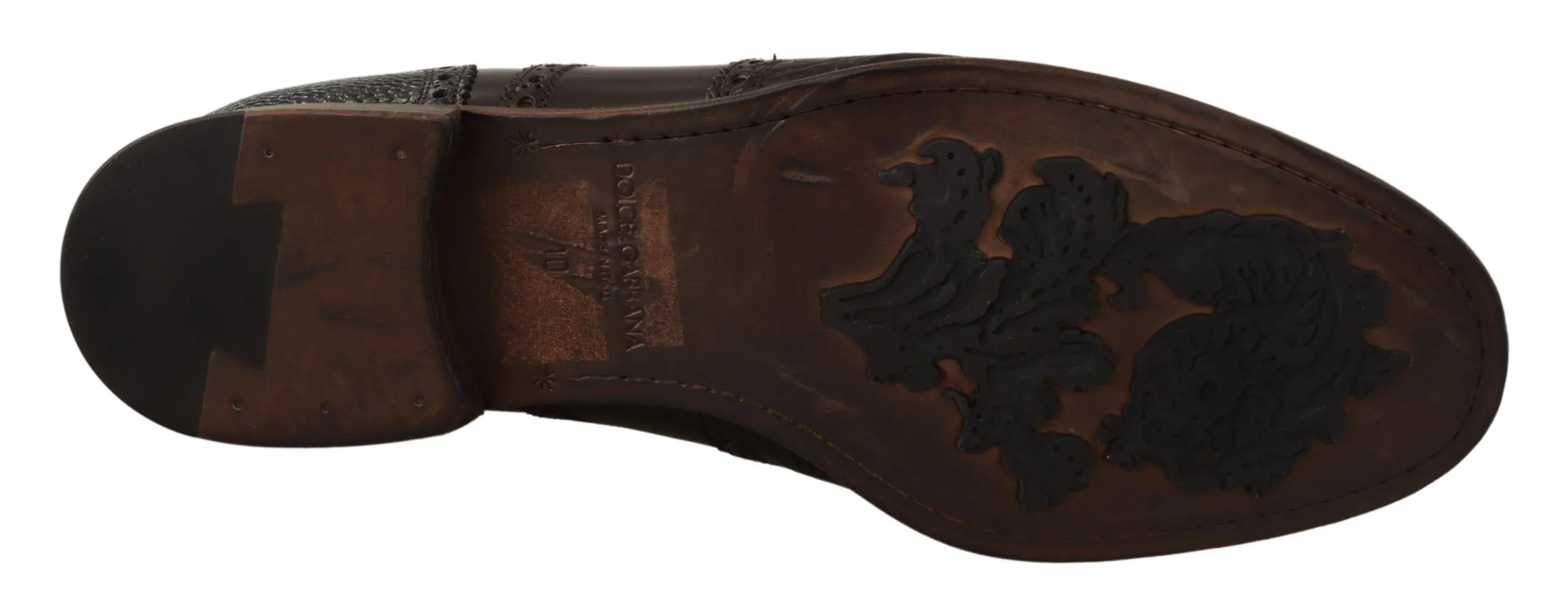 Dolce & Gabbana Men's Elegant Brown Leather Derby Brogue Formal Shoes