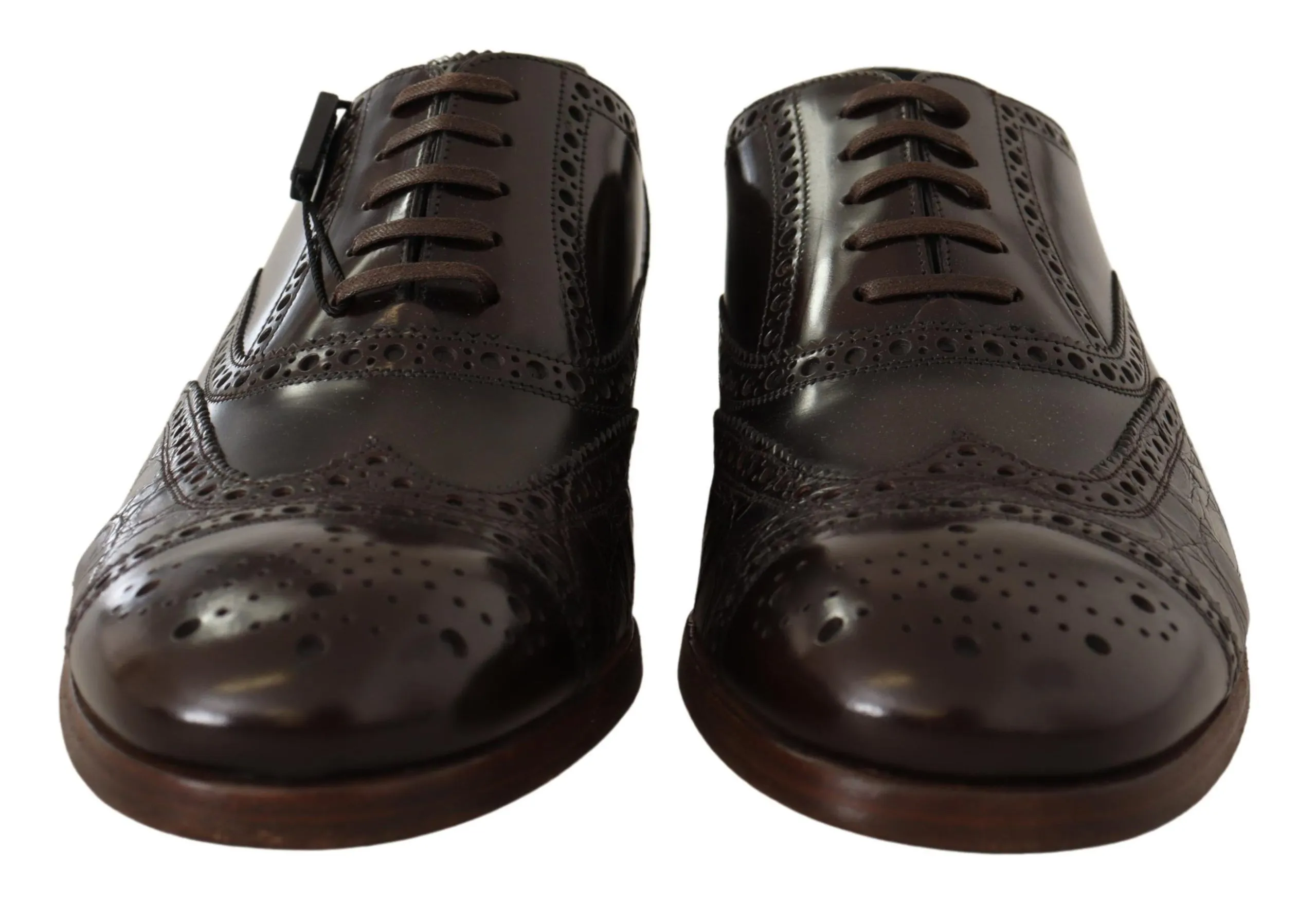 Dolce & Gabbana Men's Elegant Brown Leather Derby Brogue Formal Shoes