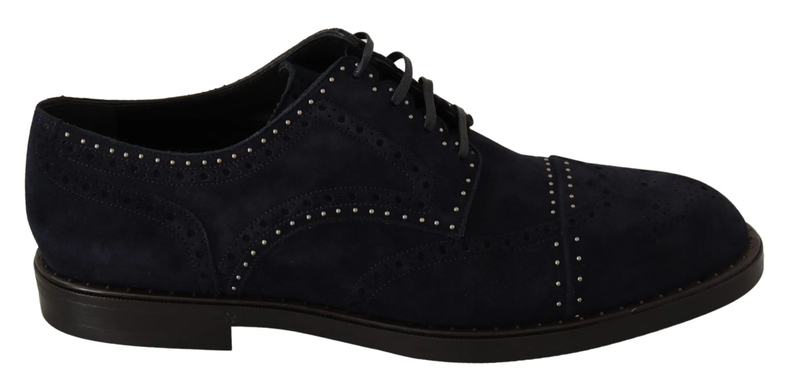 Dolce & Gabbana Men's Elegant Suede Derby Shoes with Silver Studs