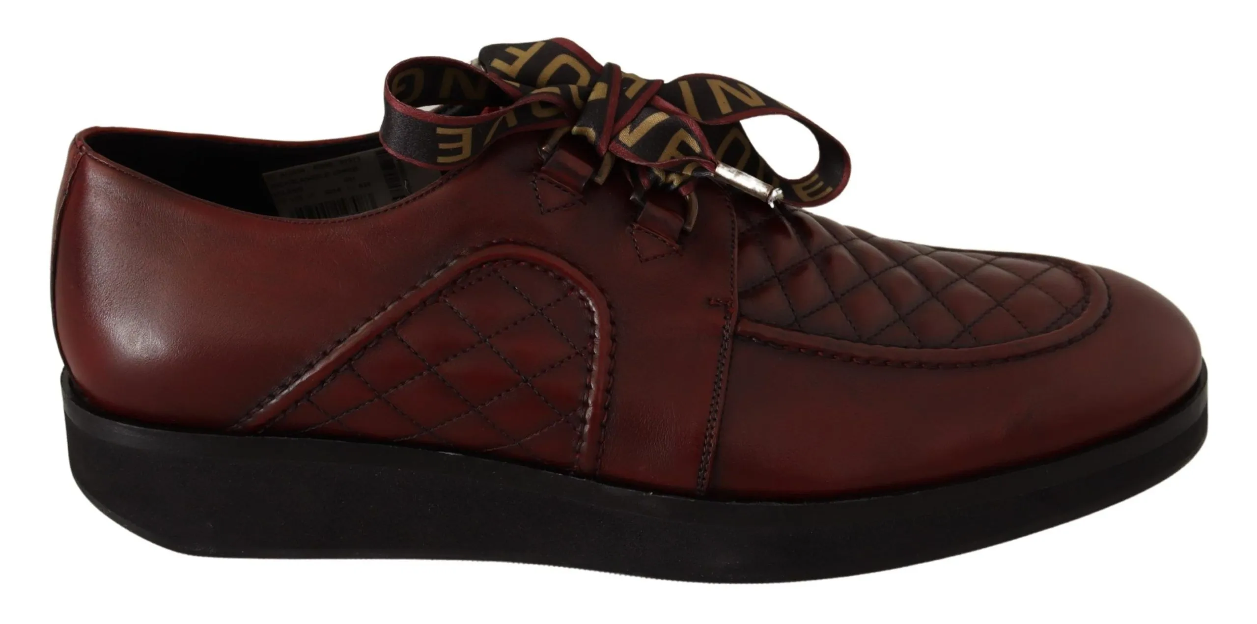 Dolce & Gabbana Men's Elegant Bordeaux Derby Leather Shoes
