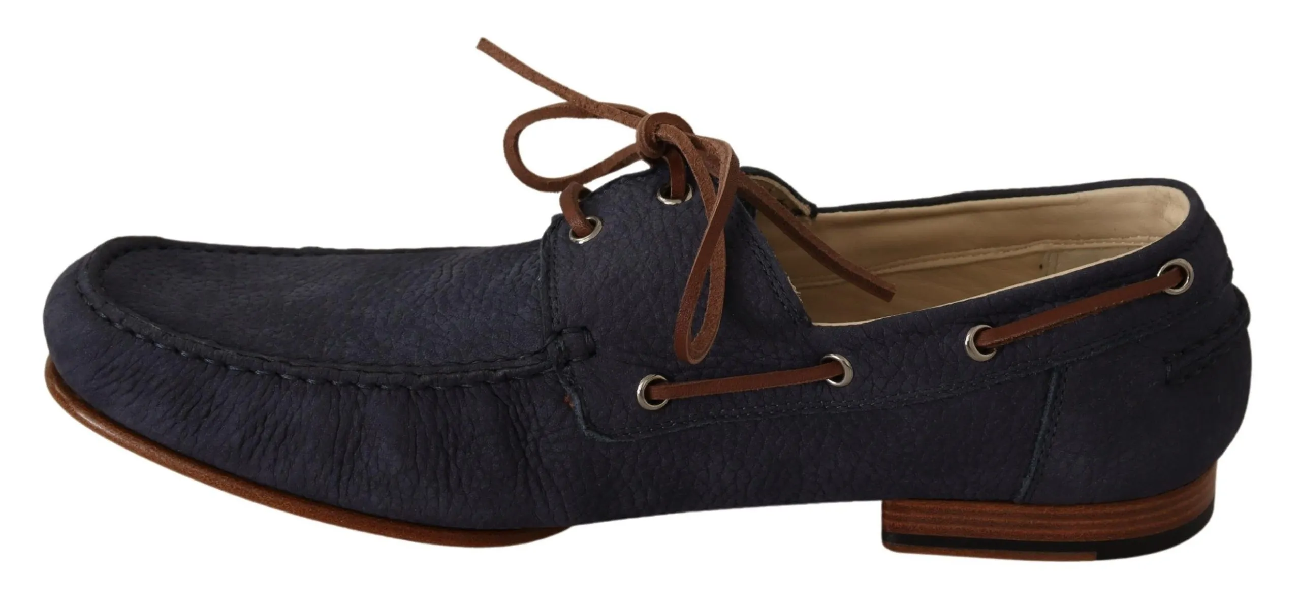 Dolce & Gabbana Men's Elegant Blue & Brown Leather Boat Shoes