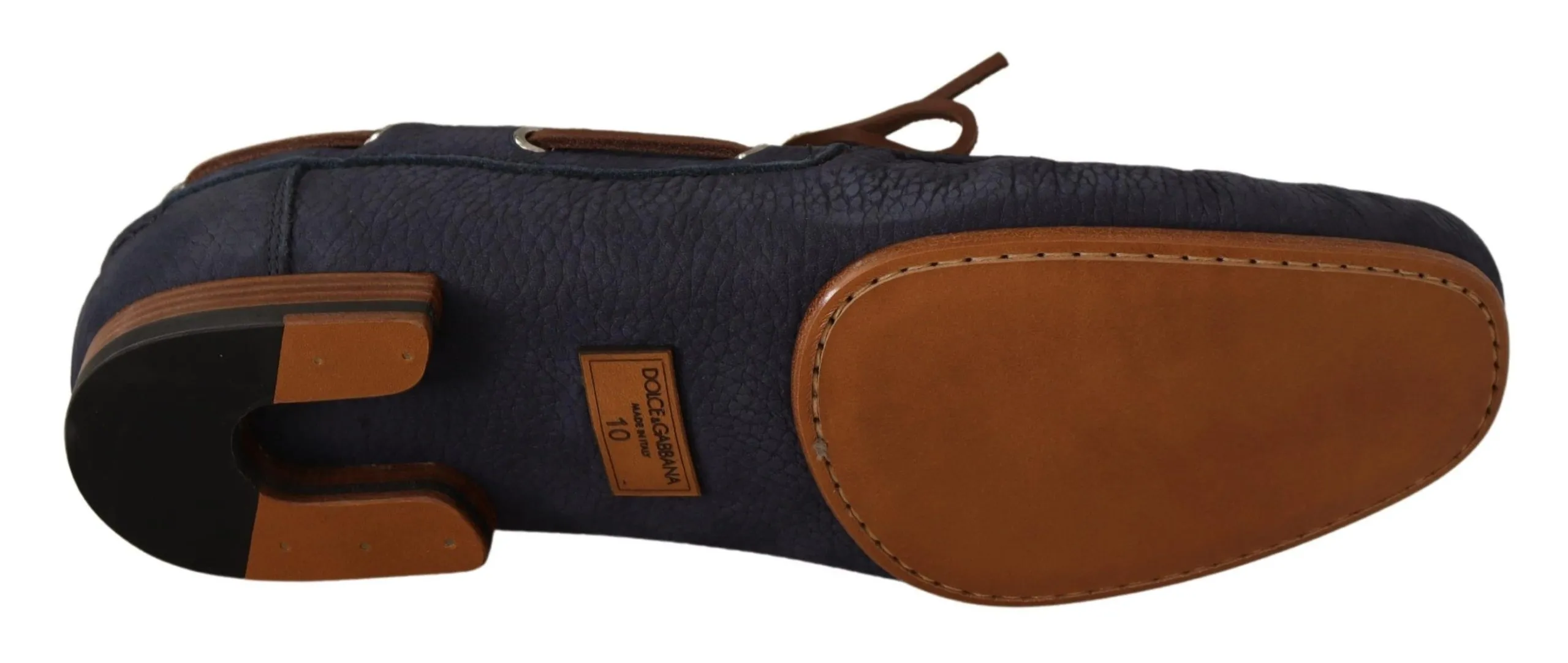 Dolce & Gabbana Men's Elegant Blue & Brown Leather Boat Shoes