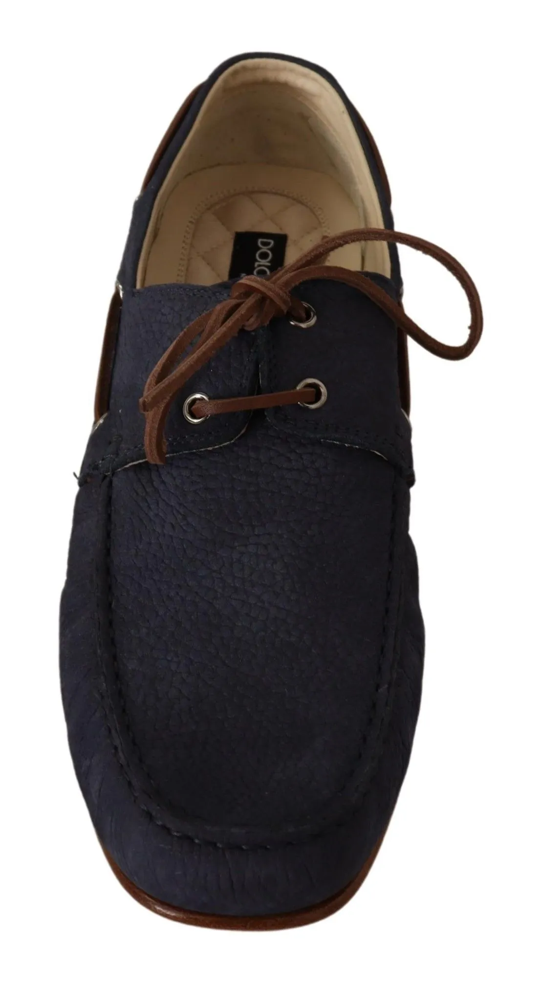 Dolce & Gabbana Men's Elegant Blue & Brown Leather Boat Shoes