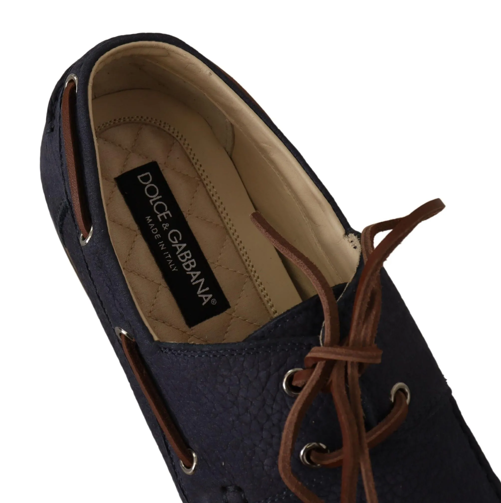 Dolce & Gabbana Men's Elegant Blue & Brown Leather Boat Shoes