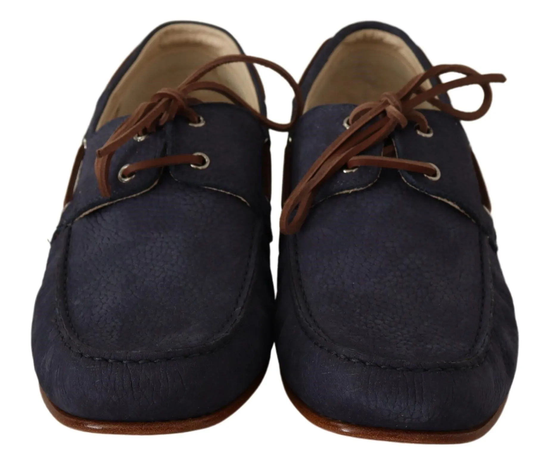 Dolce & Gabbana Men's Elegant Blue & Brown Leather Boat Shoes