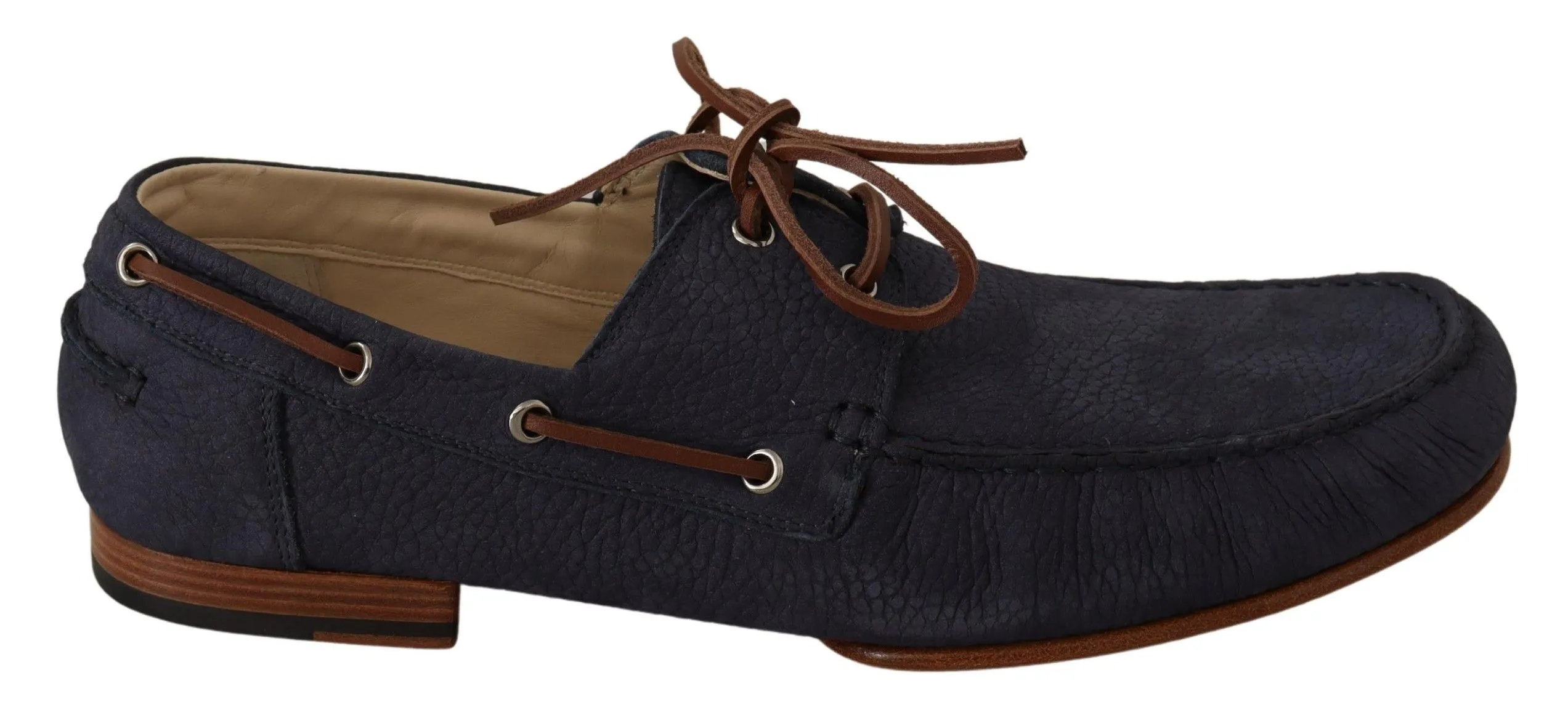 Dolce & Gabbana Men's Elegant Blue & Brown Leather Boat Shoes