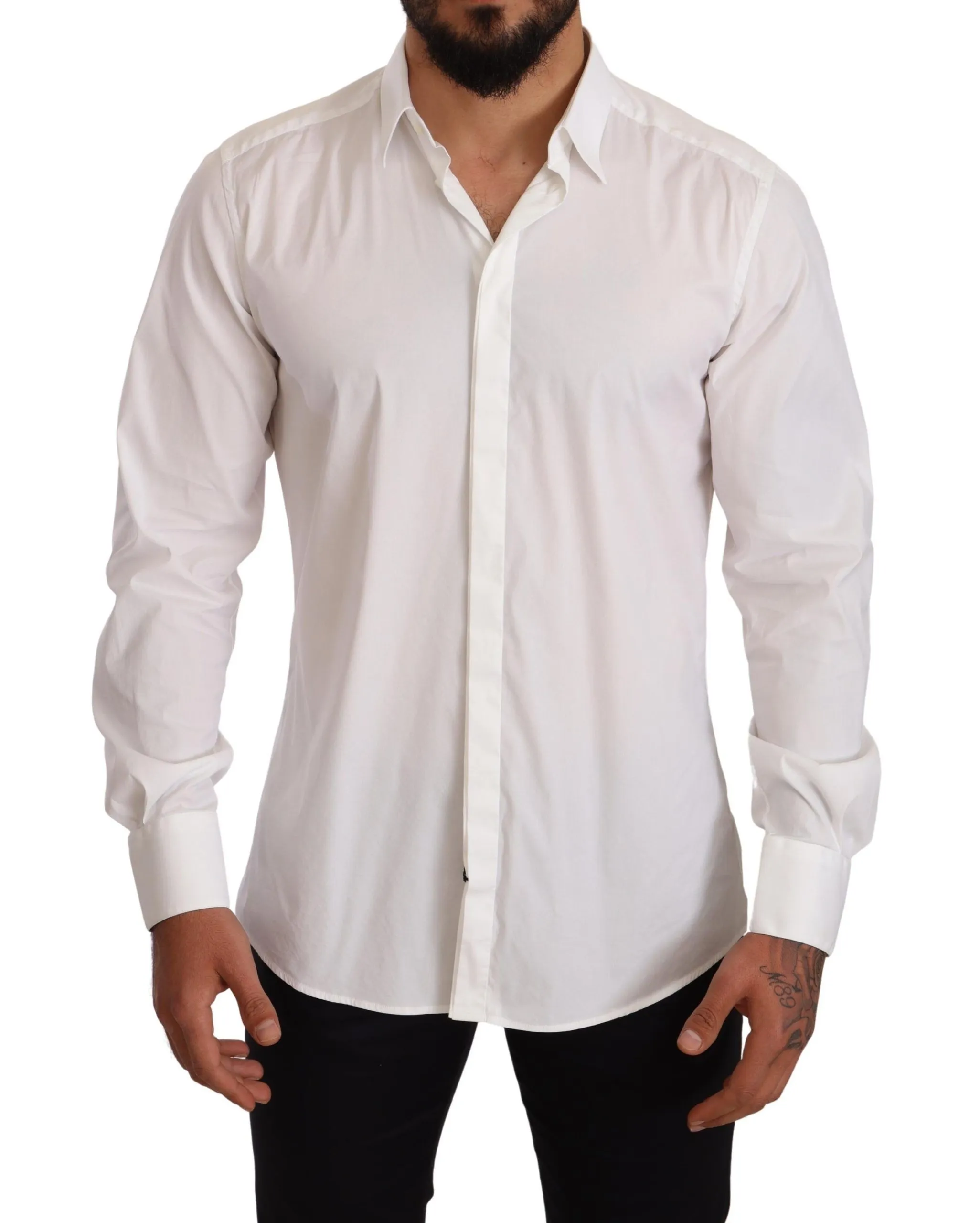 Dolce & Gabbana Men's Elegant Slim Fit Gold Dress Shirt