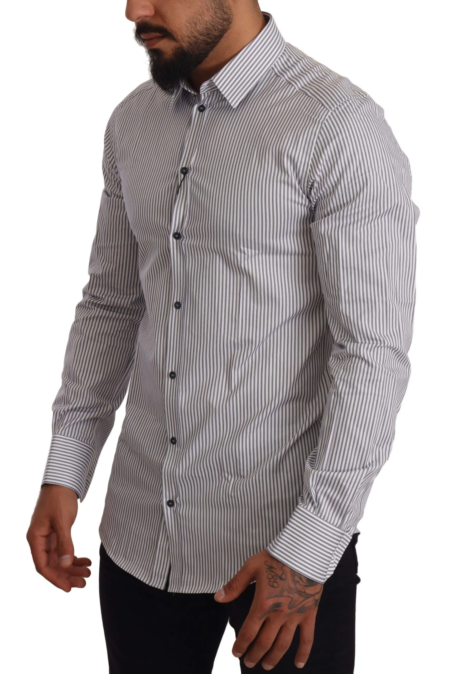 Dolce & Gabbana Men's Elegant Slim Fit Striped Cotton Shirt
