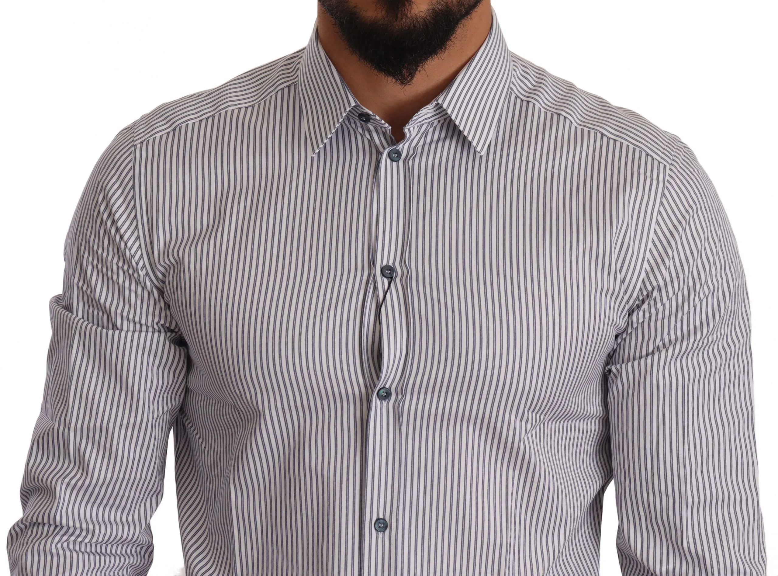 Dolce & Gabbana Men's Elegant Slim Fit Striped Cotton Shirt