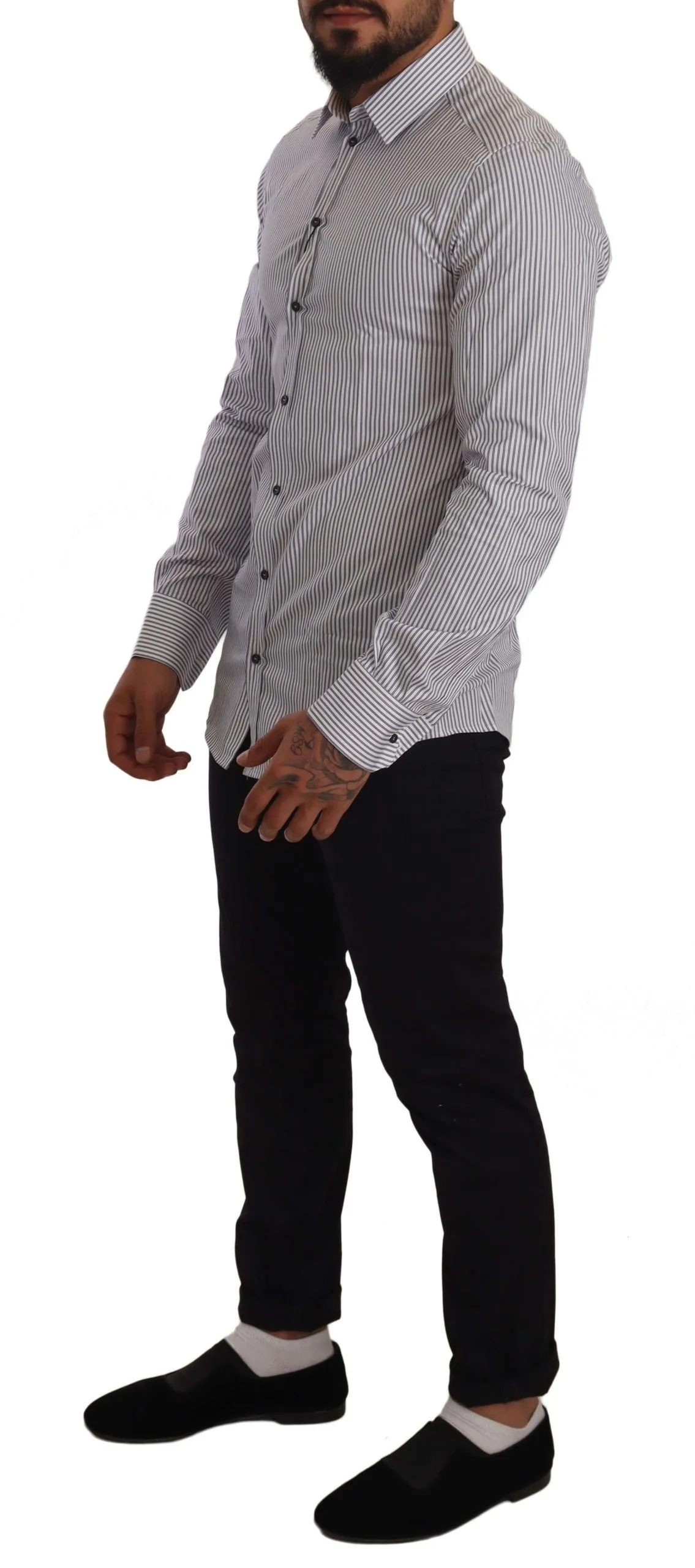 Dolce & Gabbana Men's Elegant Slim Fit Striped Cotton Shirt