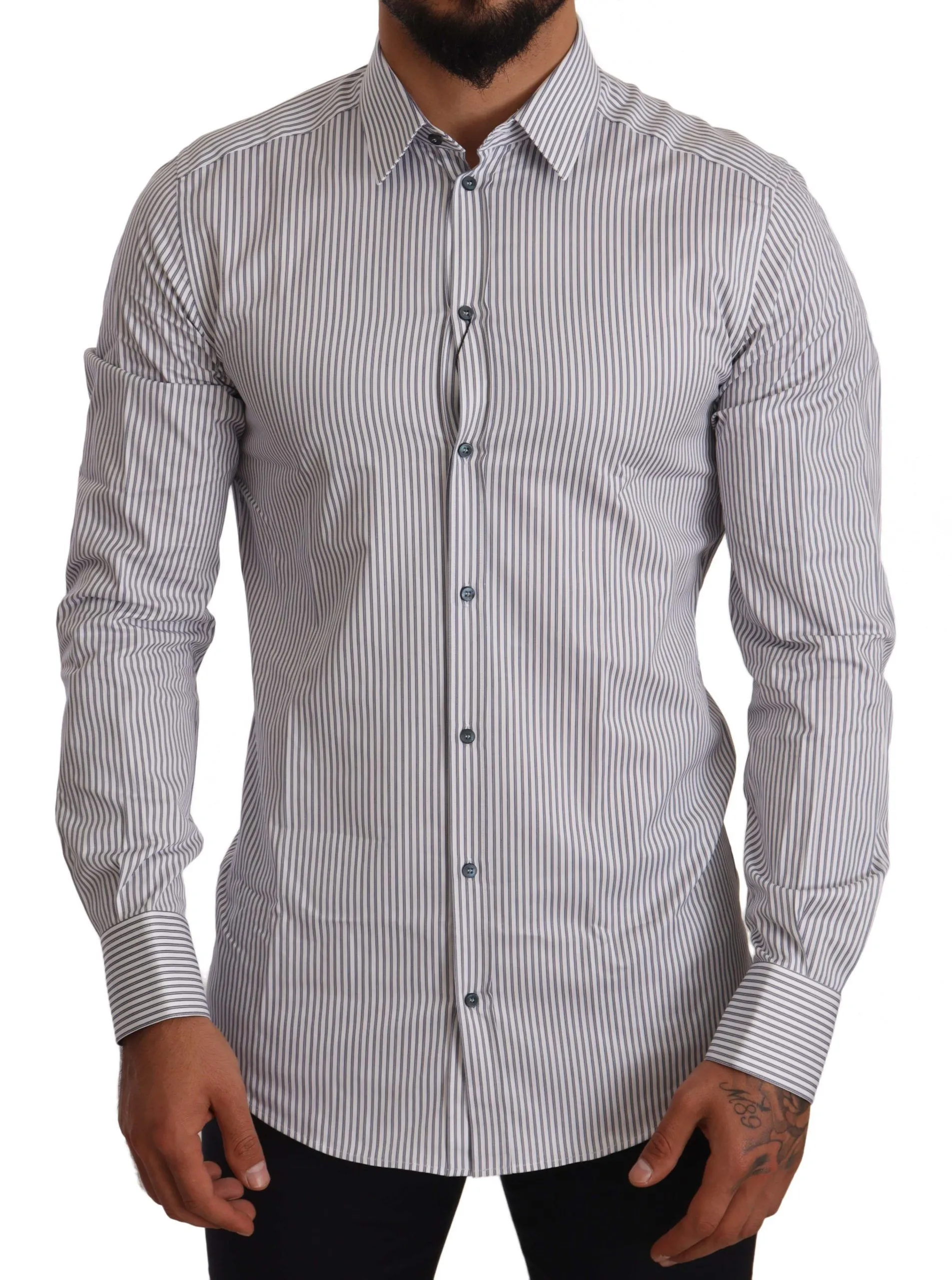 Dolce & Gabbana Men's Elegant Slim Fit Striped Cotton Shirt