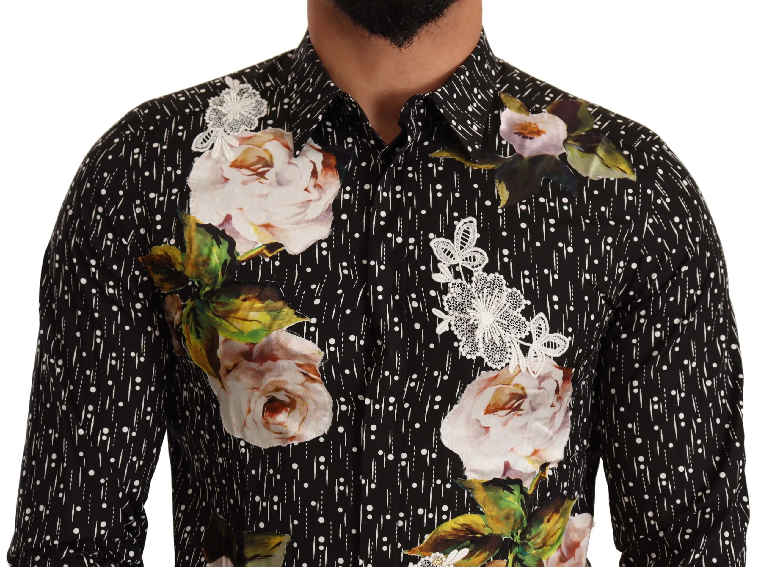 Dolce & Gabbana Men's Elegant Floral Embroidered Dress Shirt