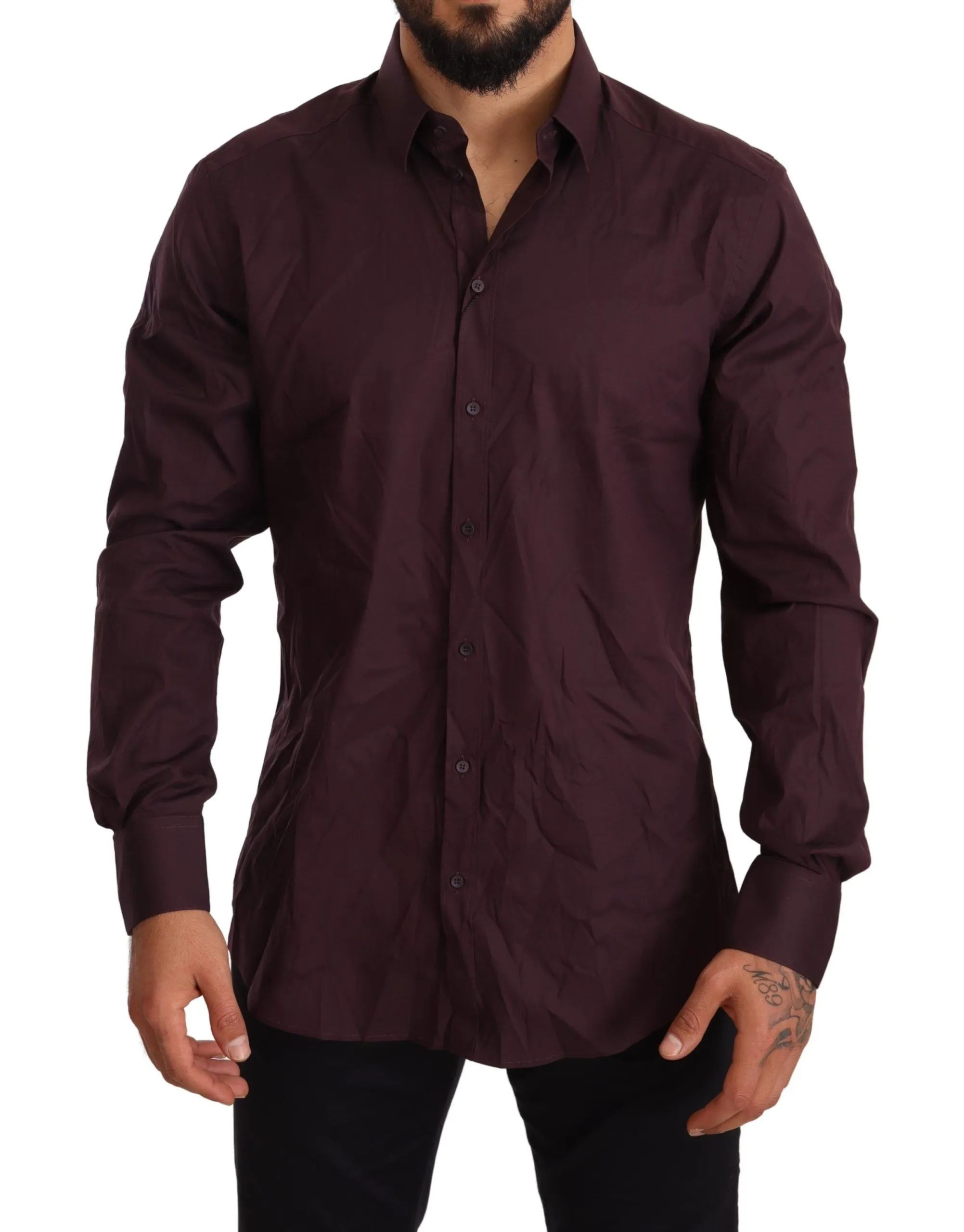 Dolce & Gabbana Men's Elegant Purple Slim Fit Dress Shirt