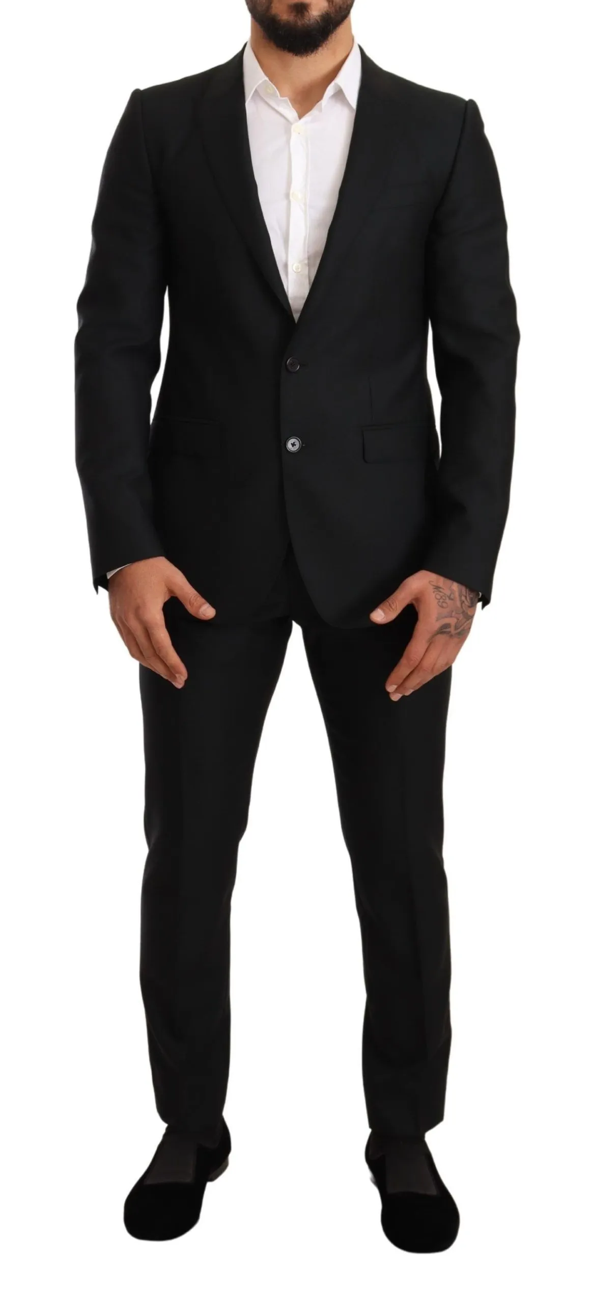 Dolce & Gabbana Men's Sleek Black Virgin Wool Martini Suit