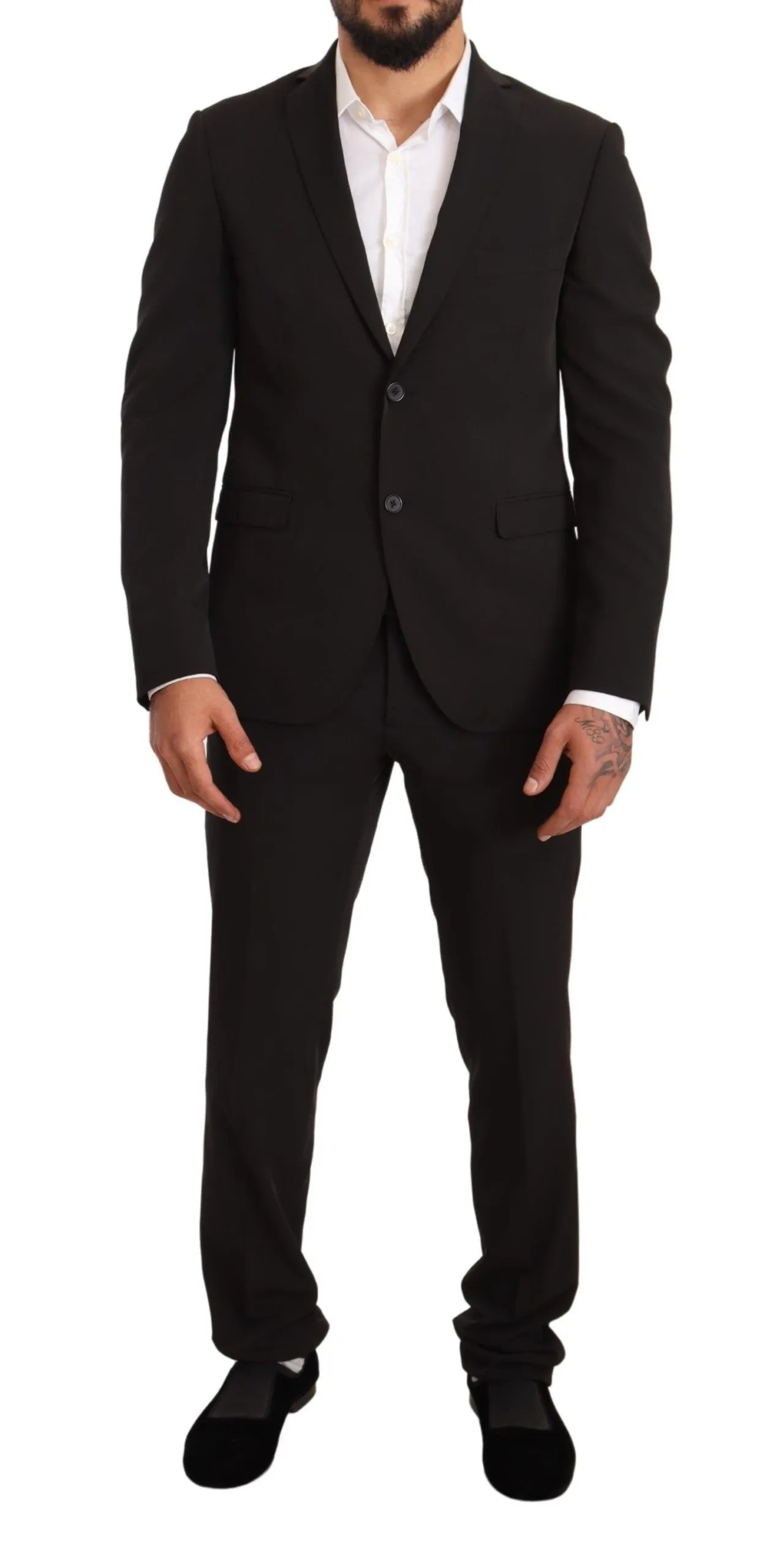 Domenico Tagliente Men's Elegant Black Slim Fit Two-Piece Suit