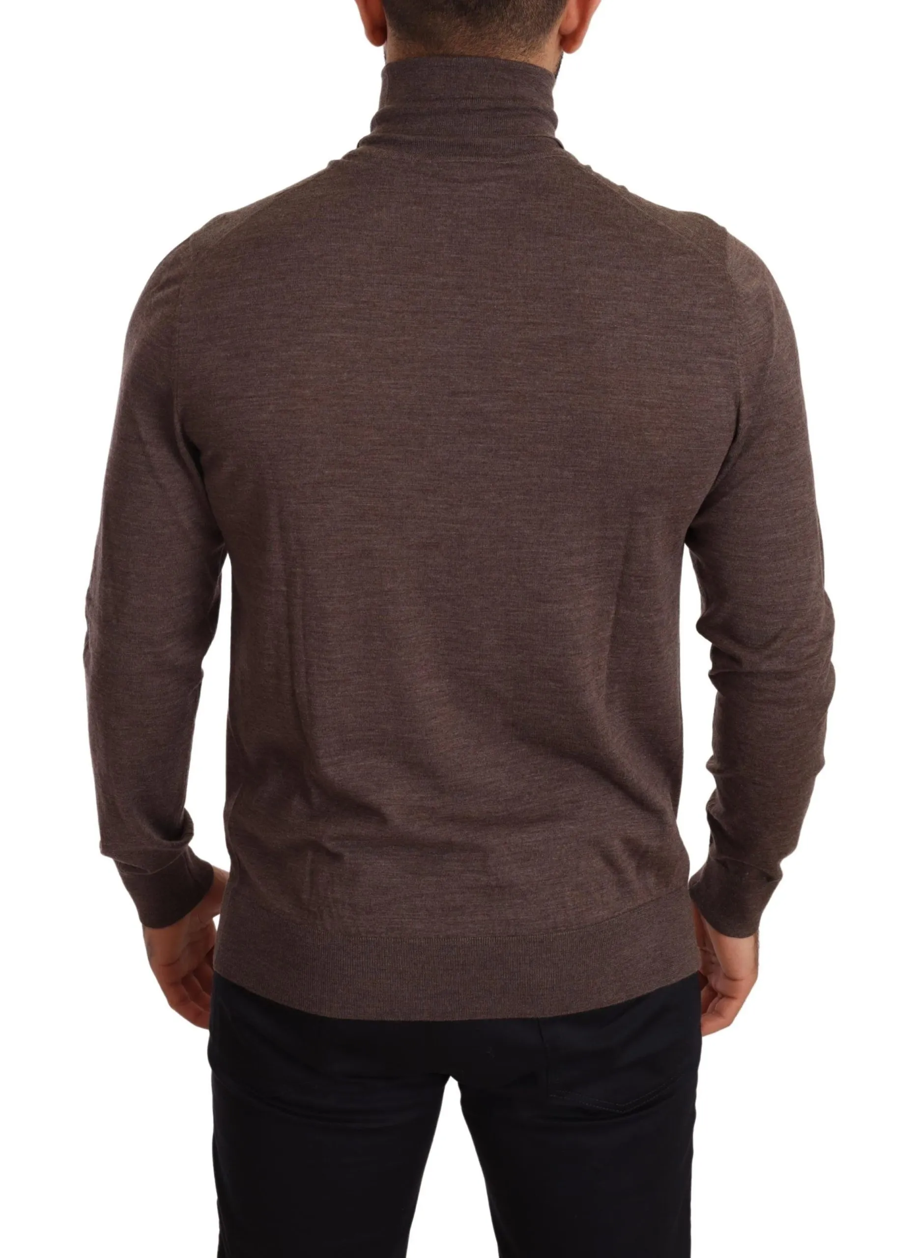 Dolce & Gabbana Men's Elegant Turtleneck Wool Sweater in Brown
