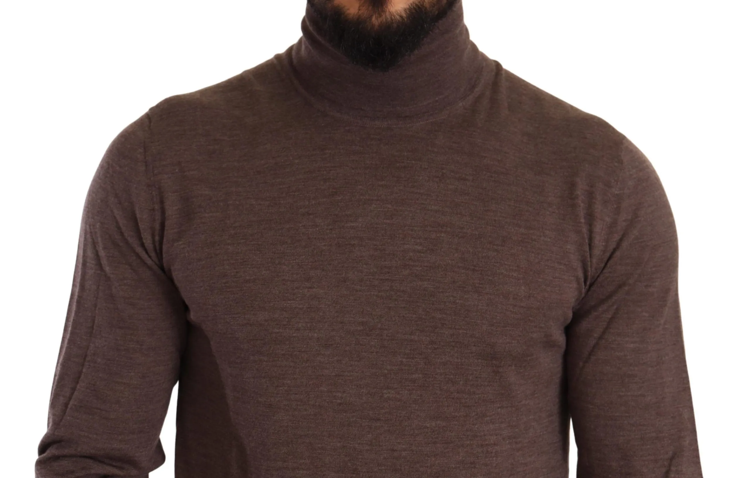 Dolce & Gabbana Men's Elegant Turtleneck Wool Sweater in Brown