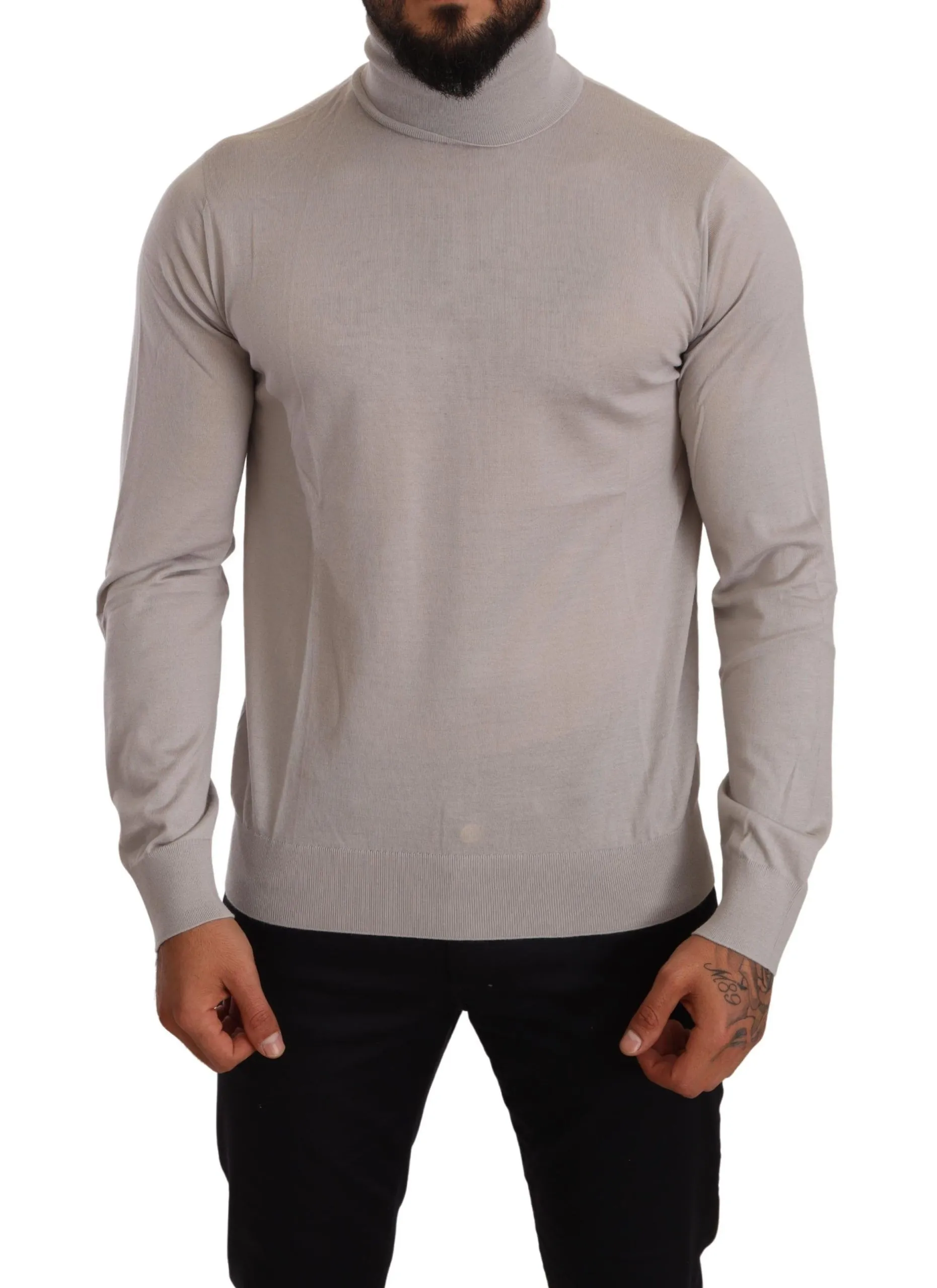 Dolce & Gabbana Men's Elegant Light Blue Cashmere Turtleneck Sweater