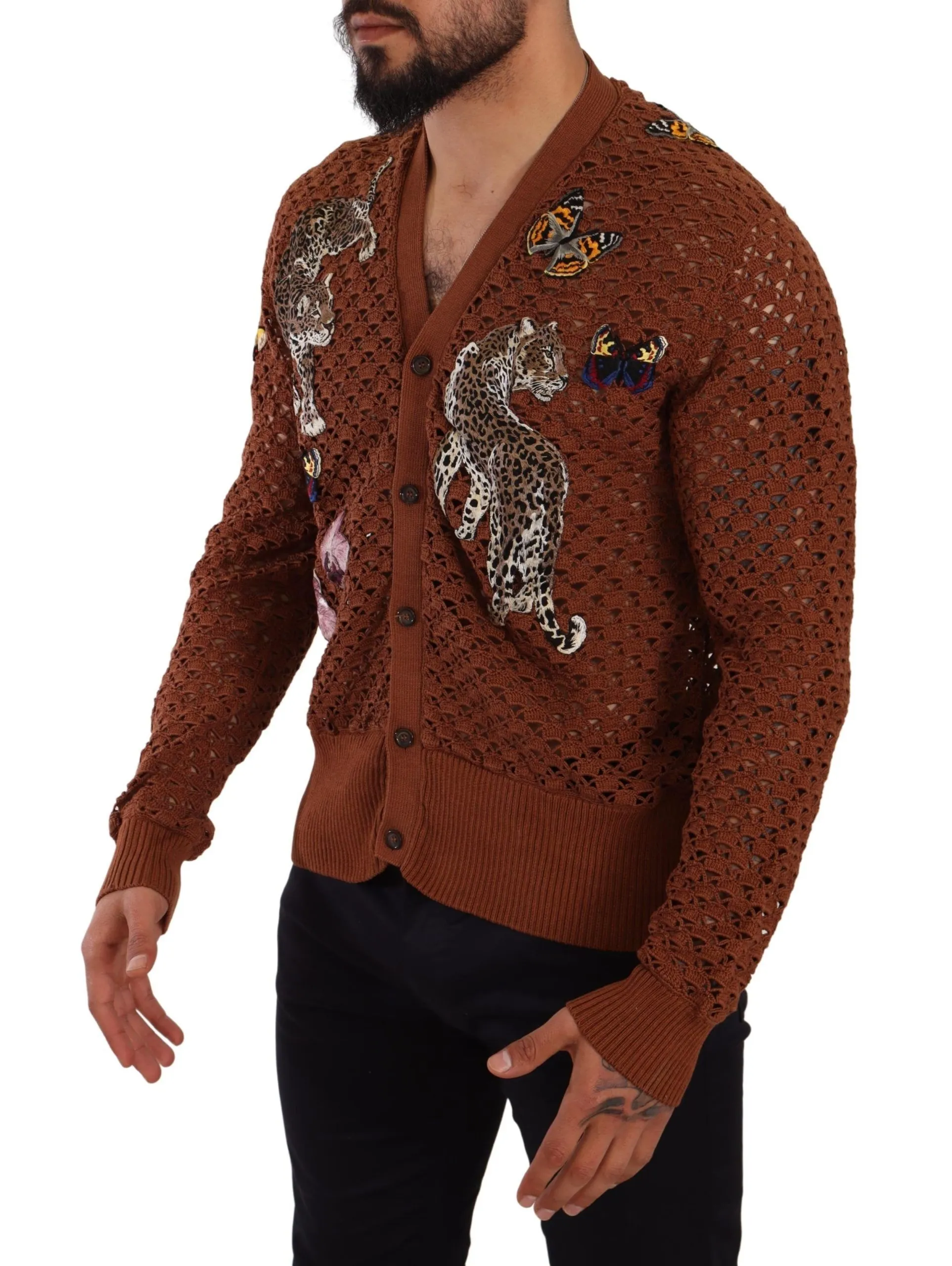 Dolce & Gabbana Men's Refined Elegance Multicolor Embroidered Cardigan