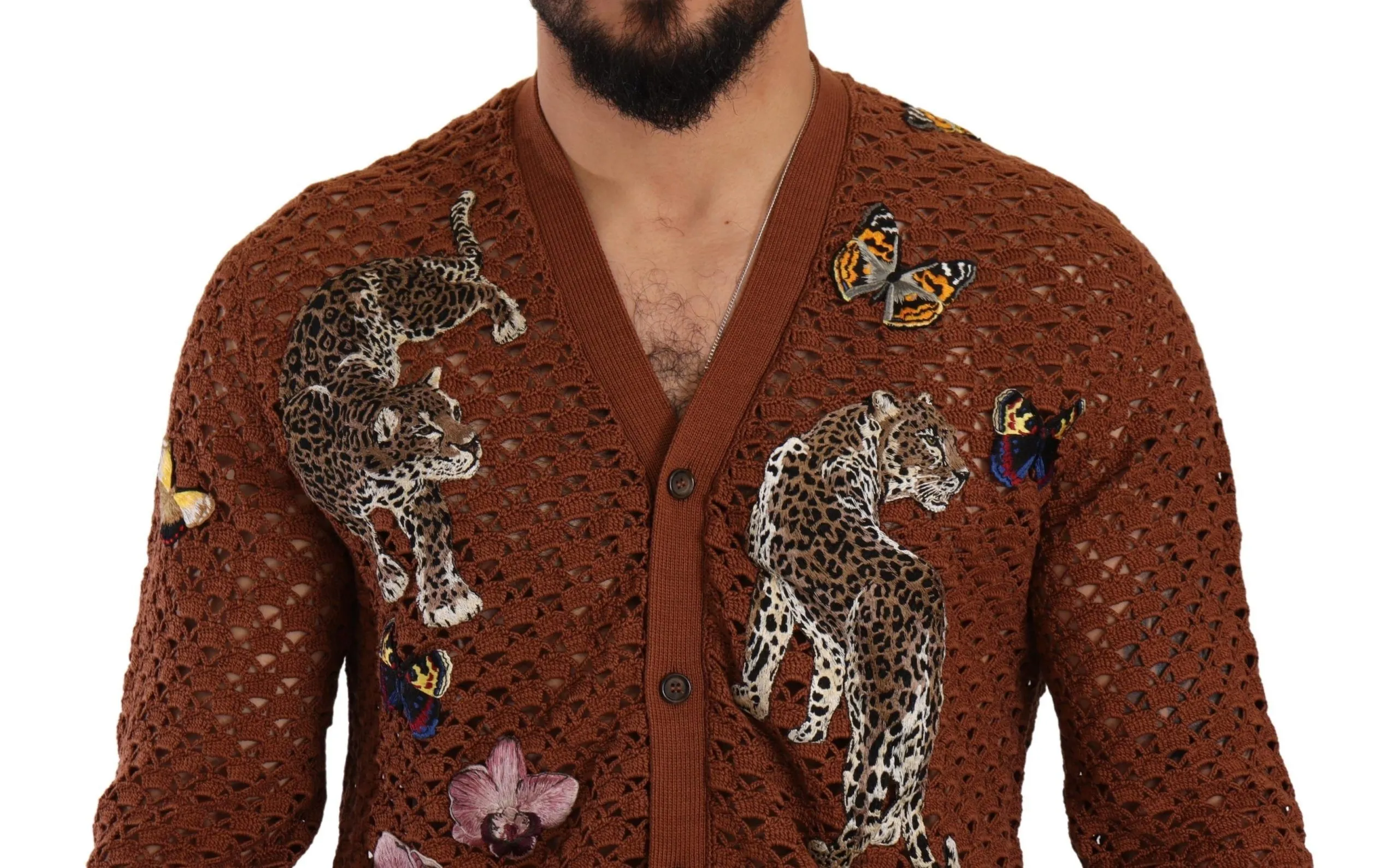 Dolce & Gabbana Men's Refined Elegance Multicolor Embroidered Cardigan