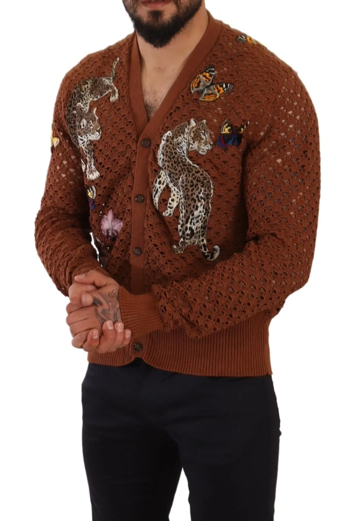 Dolce & Gabbana Men's Refined Elegance Multicolor Embroidered Cardigan