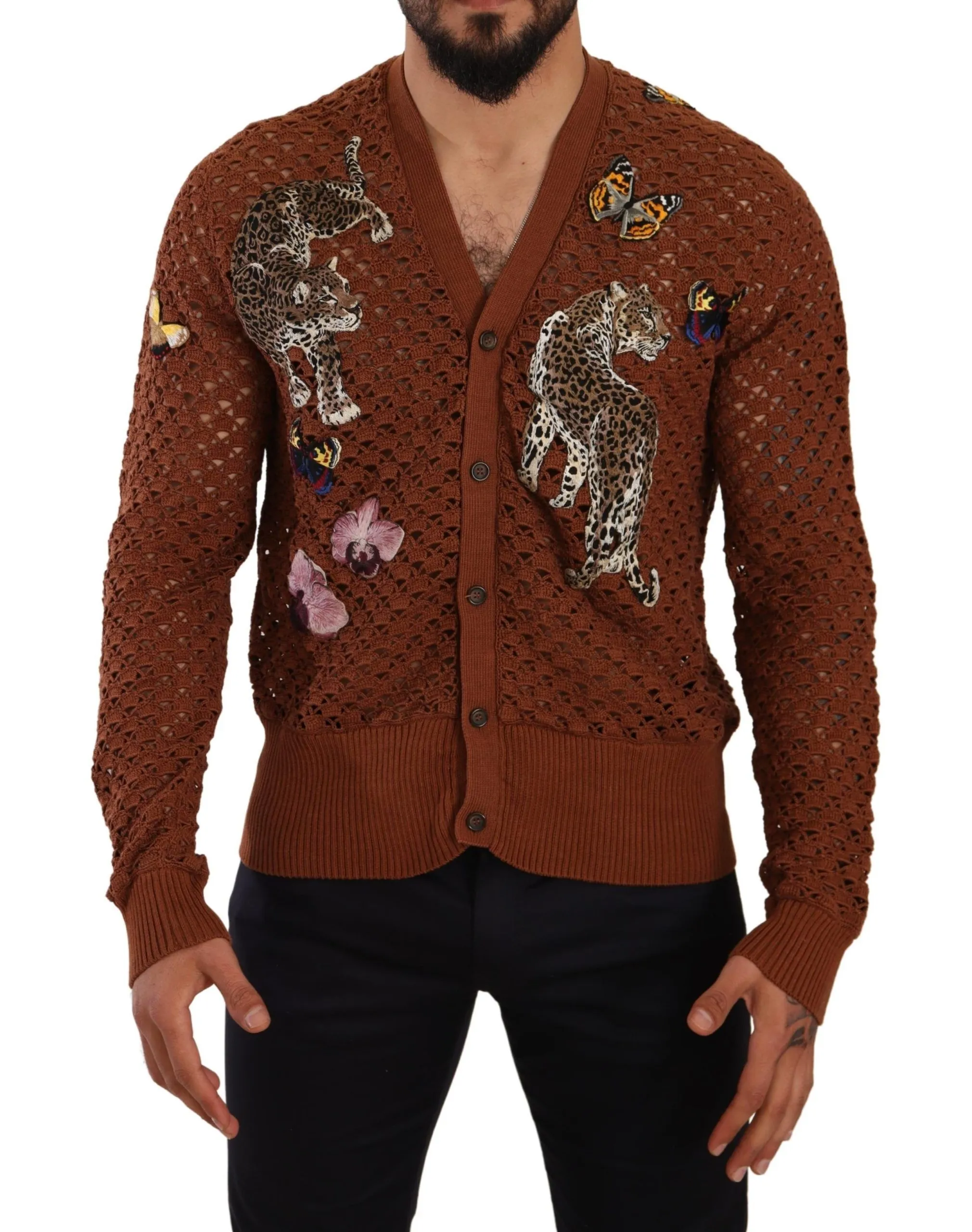 Dolce & Gabbana Men's Refined Elegance Multicolor Embroidered Cardigan