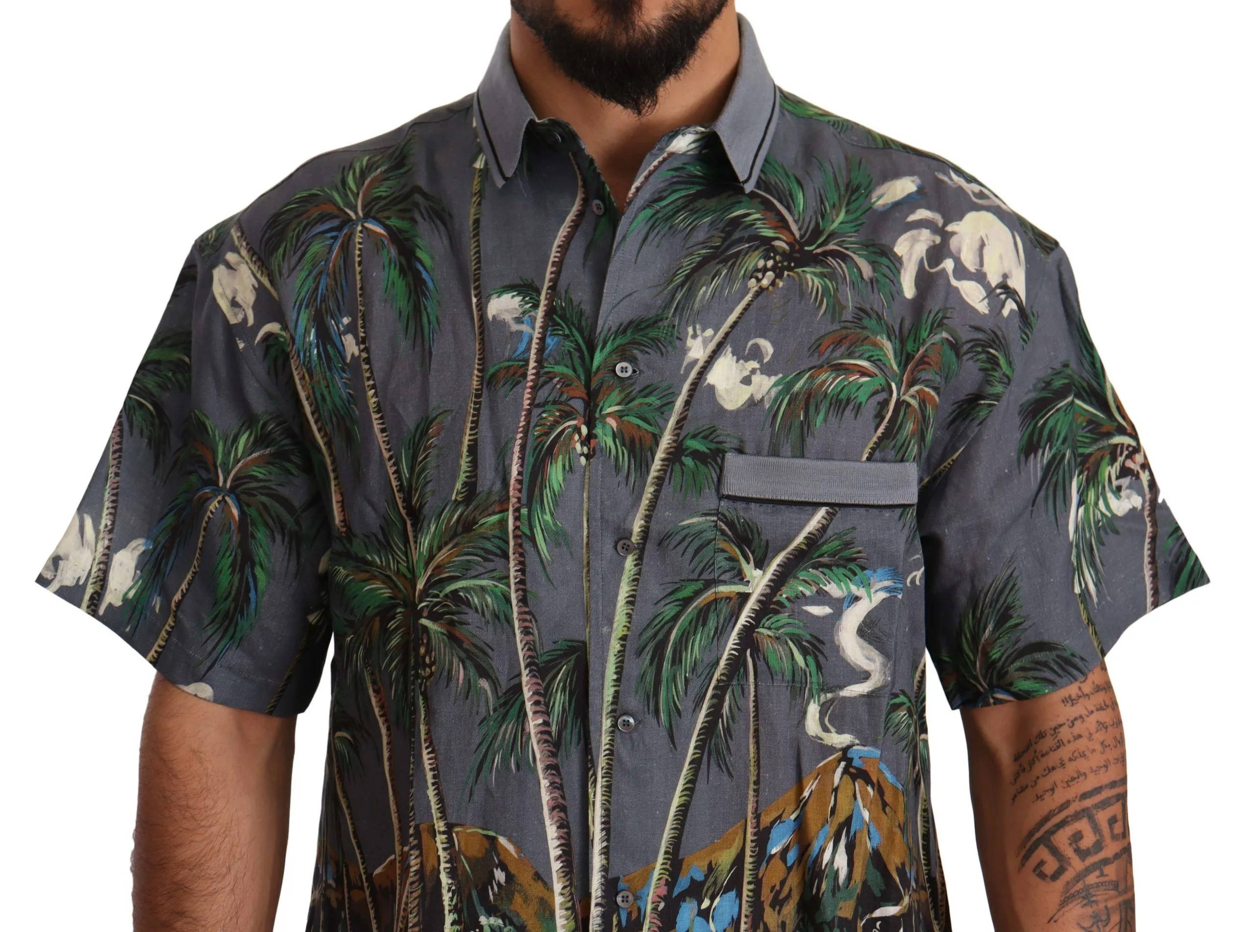 Dolce & Gabbana Men's Tropical Elegance Linen Silk Men's Shirt