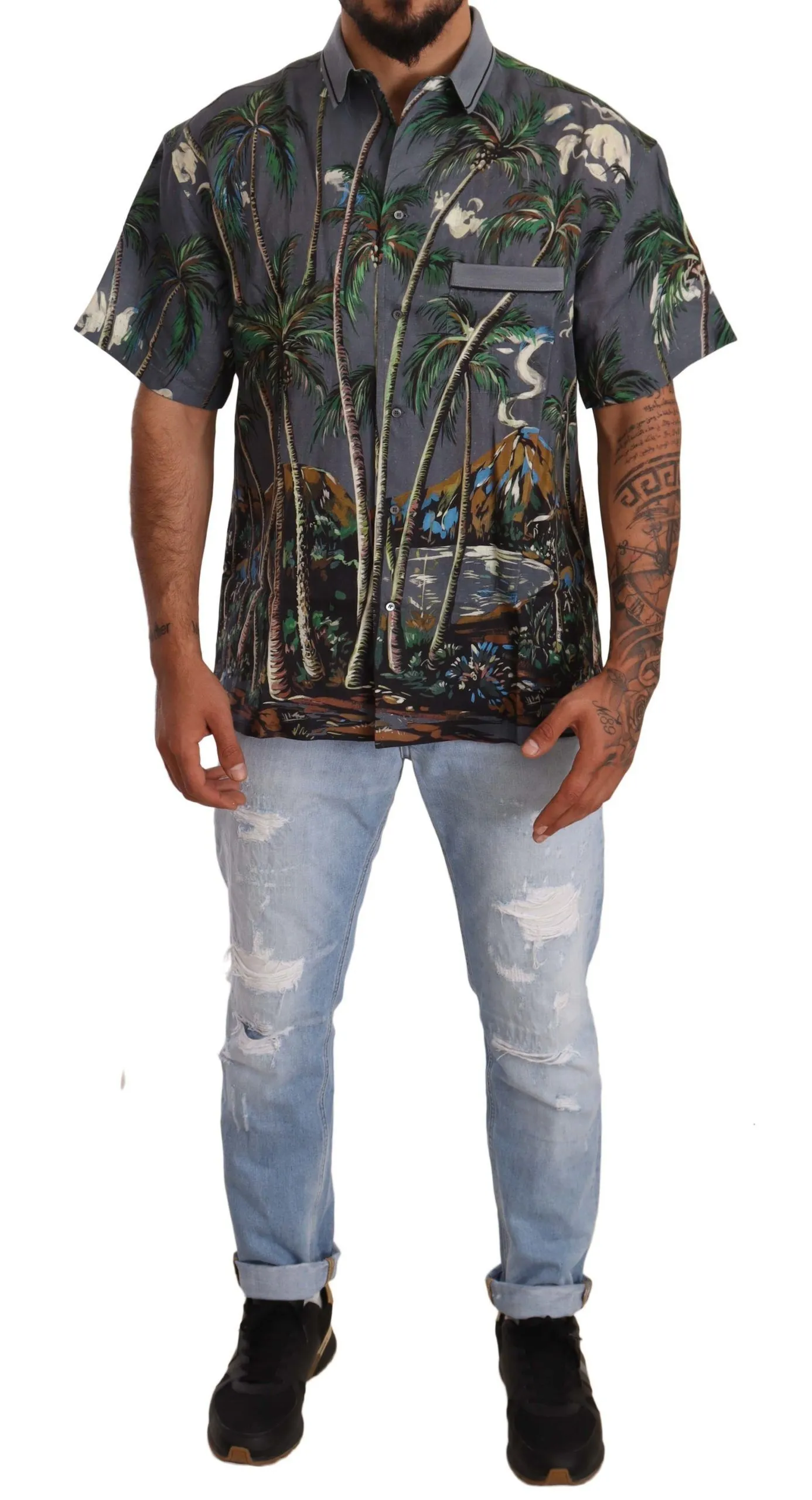 Dolce & Gabbana Men's Tropical Elegance Linen Silk Men's Shirt