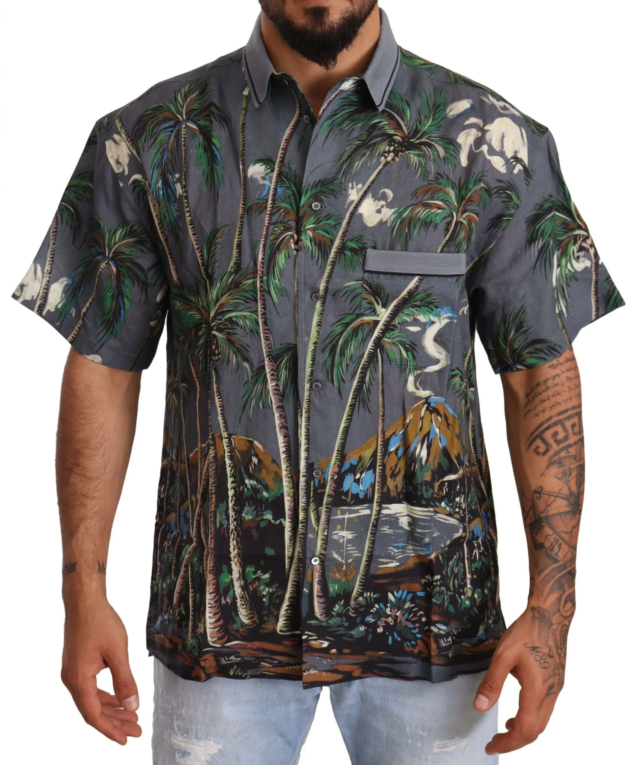 Dolce & Gabbana Men's Tropical Elegance Linen Silk Men's Shirt