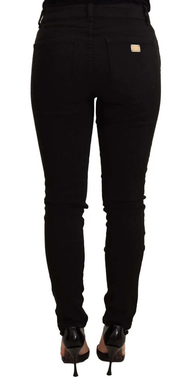 Dolce & Gabbana Women's Sleek Mid-Waist Black Skinny Jeans