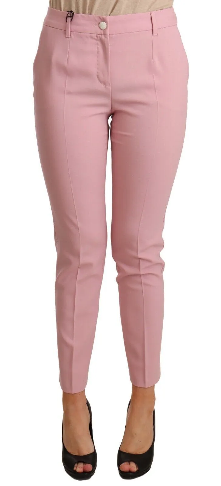 Dolce & Gabbana Women's Elegant Pink Virgin Wool Cropped Trousers