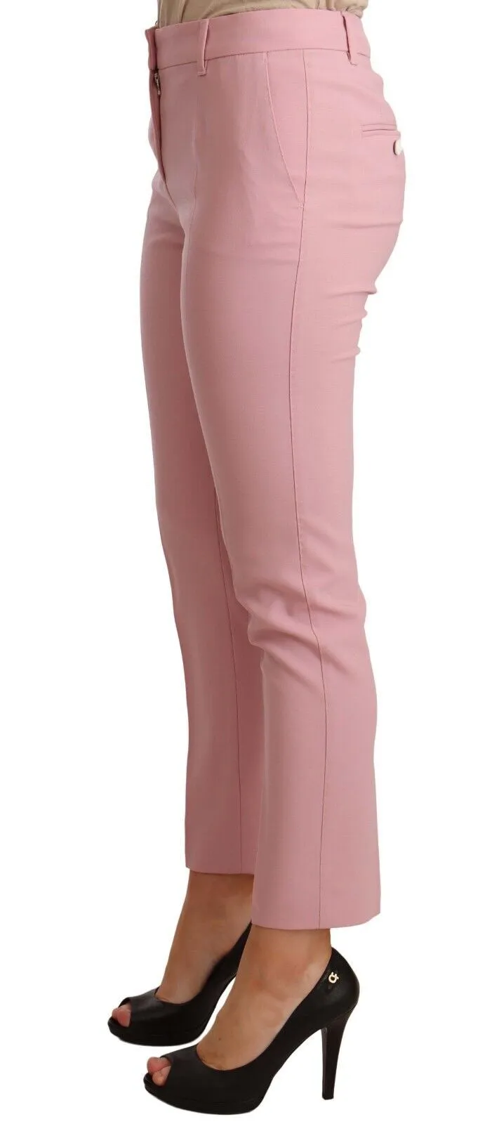Dolce & Gabbana Women's Elegant Pink Virgin Wool Cropped Trousers
