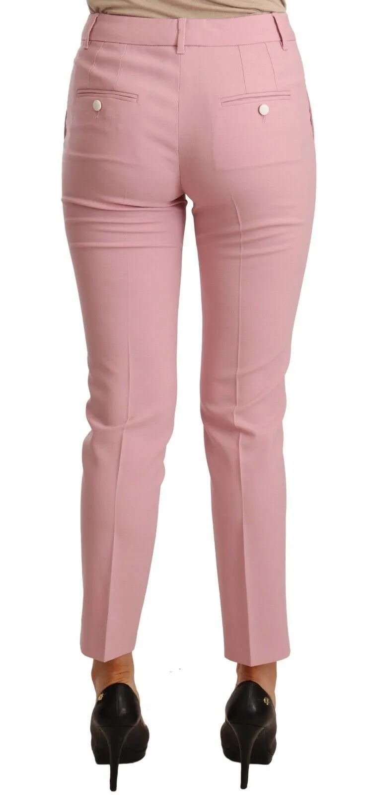Dolce & Gabbana Women's Elegant Pink Virgin Wool Cropped Trousers
