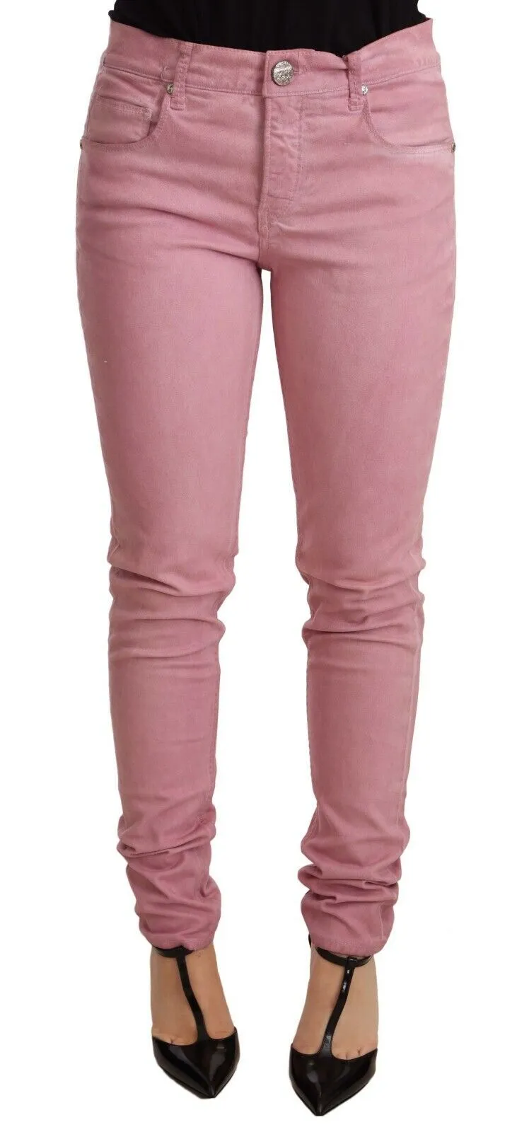 Acht Women's Elegant Slim Fit Pink Denim Jeans