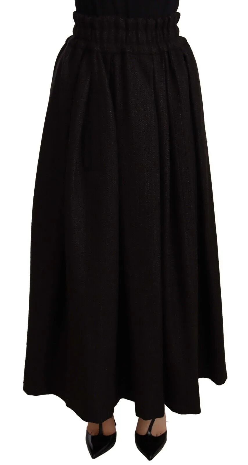Dolce & Gabbana Women's Elegant High Waist Maxi A-line Wool Skirt