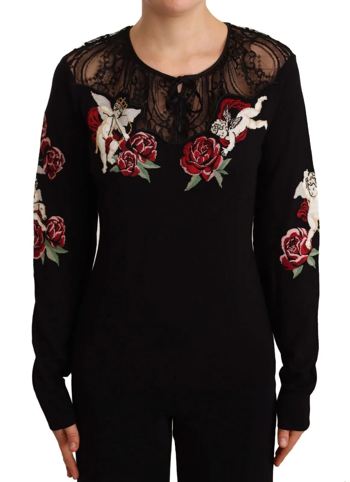 Dolce & Gabbana Women's Angelic Rose Embroidered Pullover Sweater