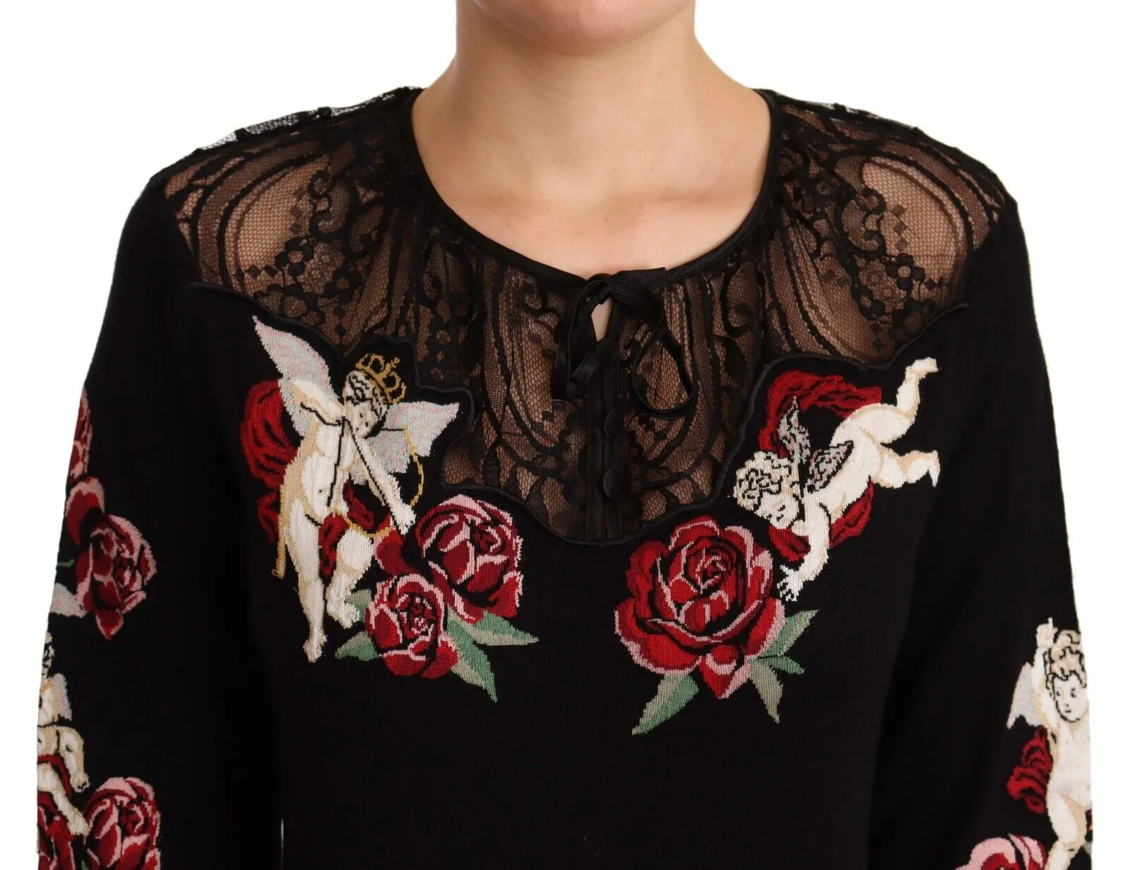 Dolce & Gabbana Women's Angelic Rose Embroidered Pullover Sweater