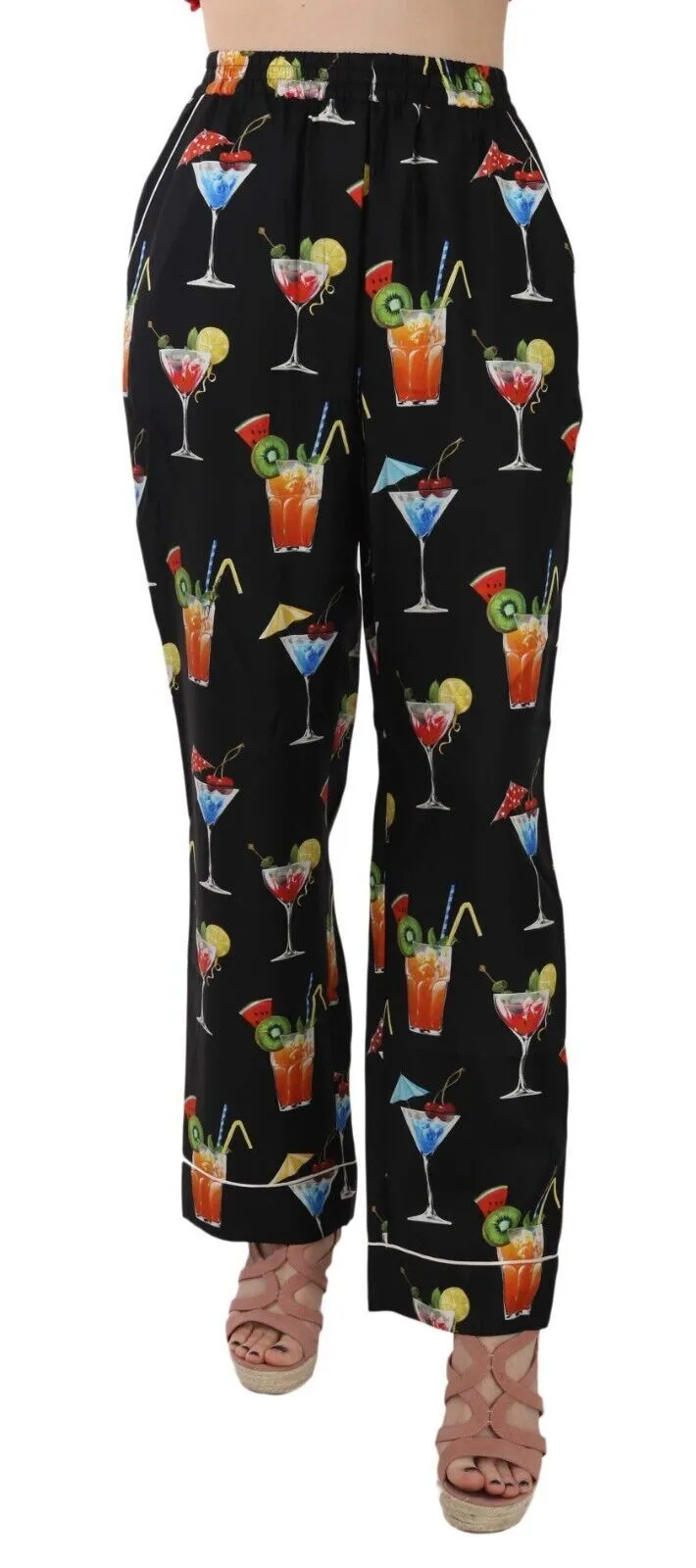 Dolce & Gabbana Women's Elegant Cocktail Printed Silk Lounge Pants