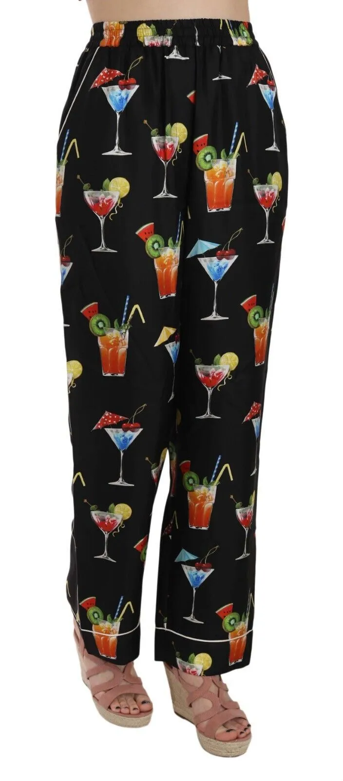 Dolce & Gabbana Women's Elegant Cocktail Printed Silk Lounge Pants