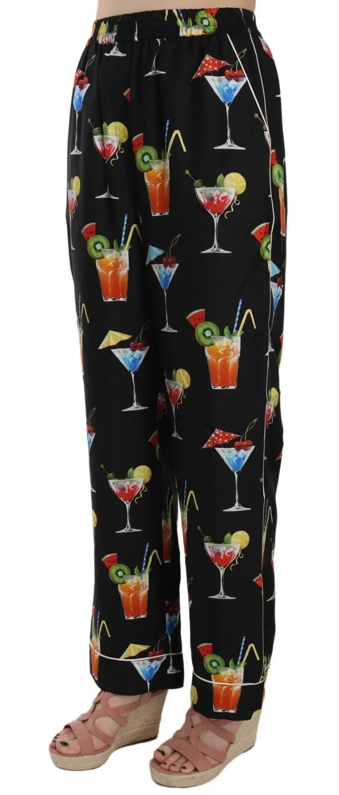 Dolce & Gabbana Women's Elegant Cocktail Printed Silk Lounge Pants