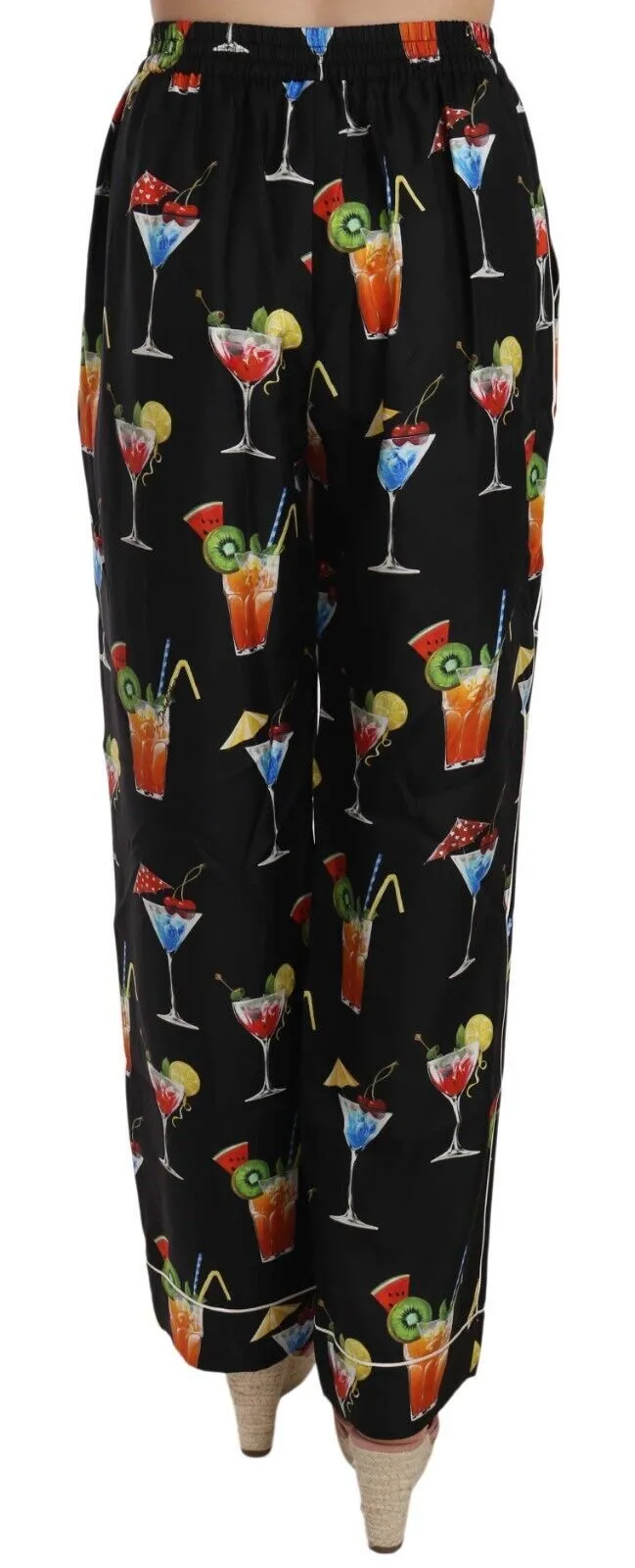 Dolce & Gabbana Women's Elegant Cocktail Printed Silk Lounge Pants