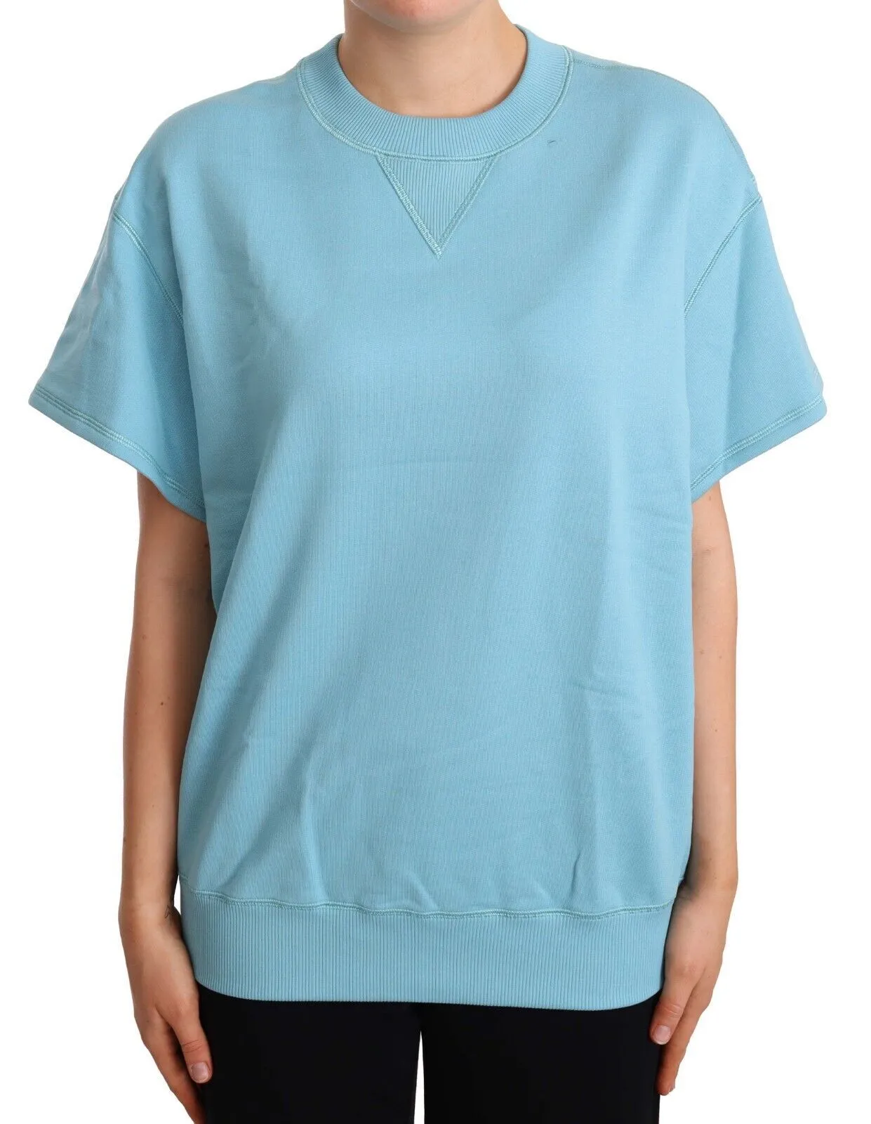Dolce & Gabbana Women's Elegant Blue Crew Neck Cotton Top