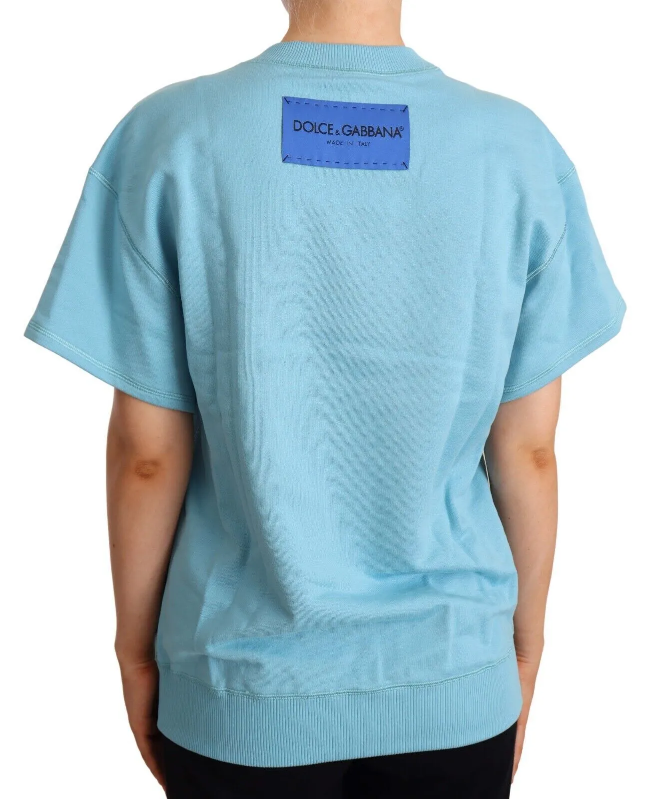 Dolce & Gabbana Women's Elegant Blue Crew Neck Cotton Top
