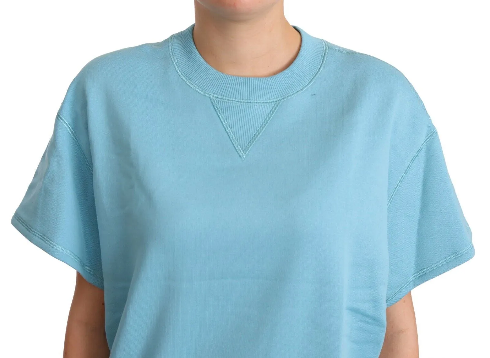 Dolce & Gabbana Women's Elegant Blue Crew Neck Cotton Top